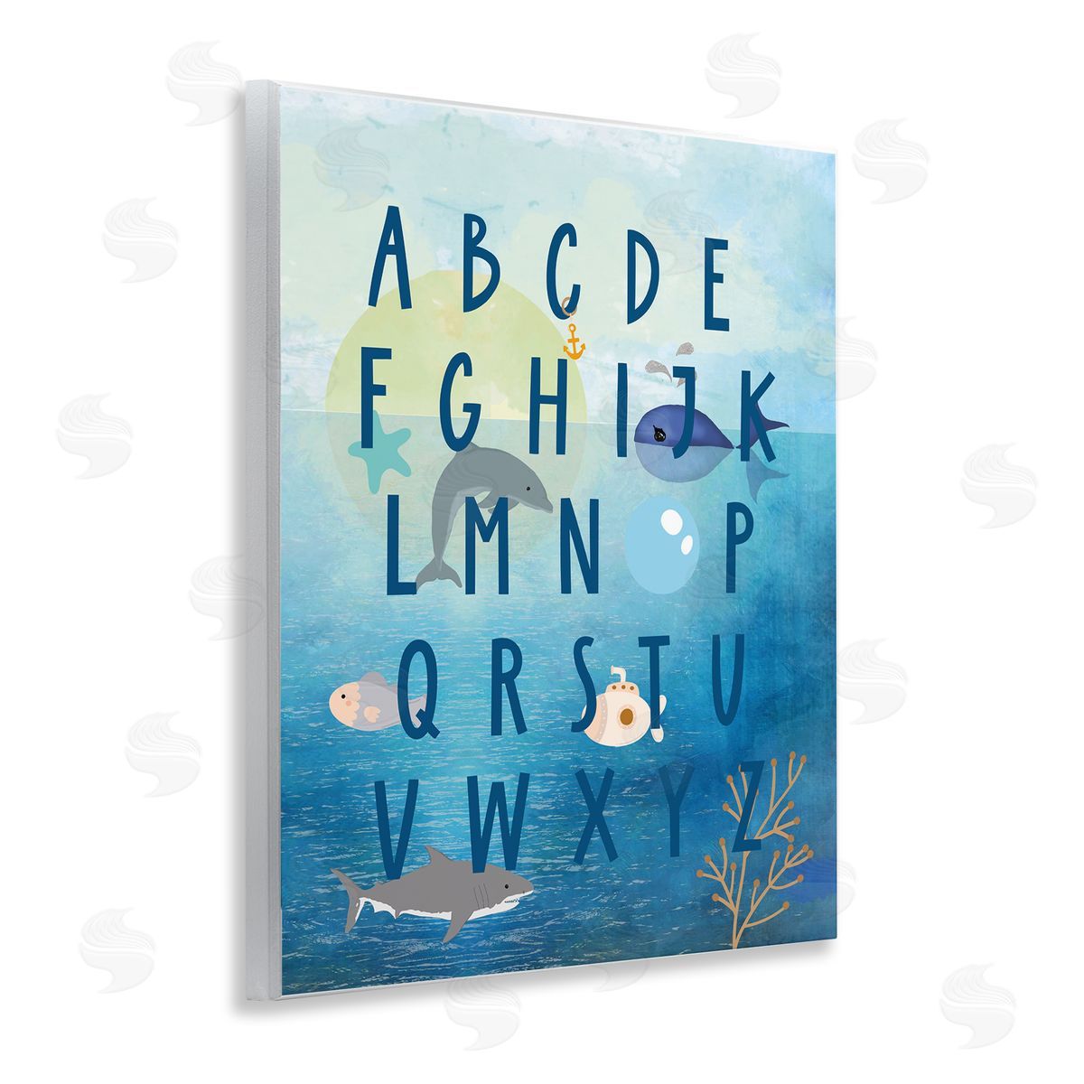 Sea Creatures Alphabet Wood Plaque Wall Art, Home Decor by Daniela Santiago