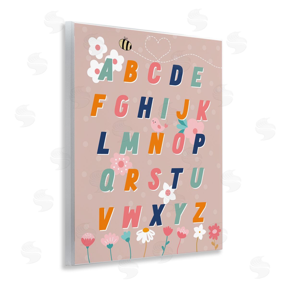 Alphabet with Florals Wood Plaque Wall Art, Home Decor by Daniela Santiago