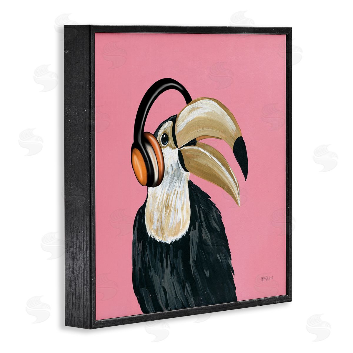 Yvette St. Amant Toucan with Headphones Black Framed Giclee Wall Art Print