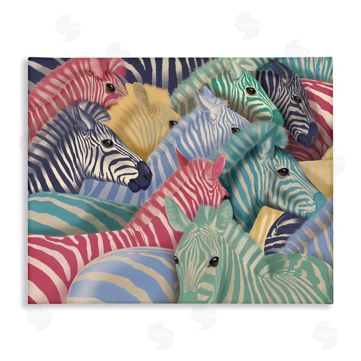 Fab Funky Modern Hued Zebras Canvas Wall Art Print