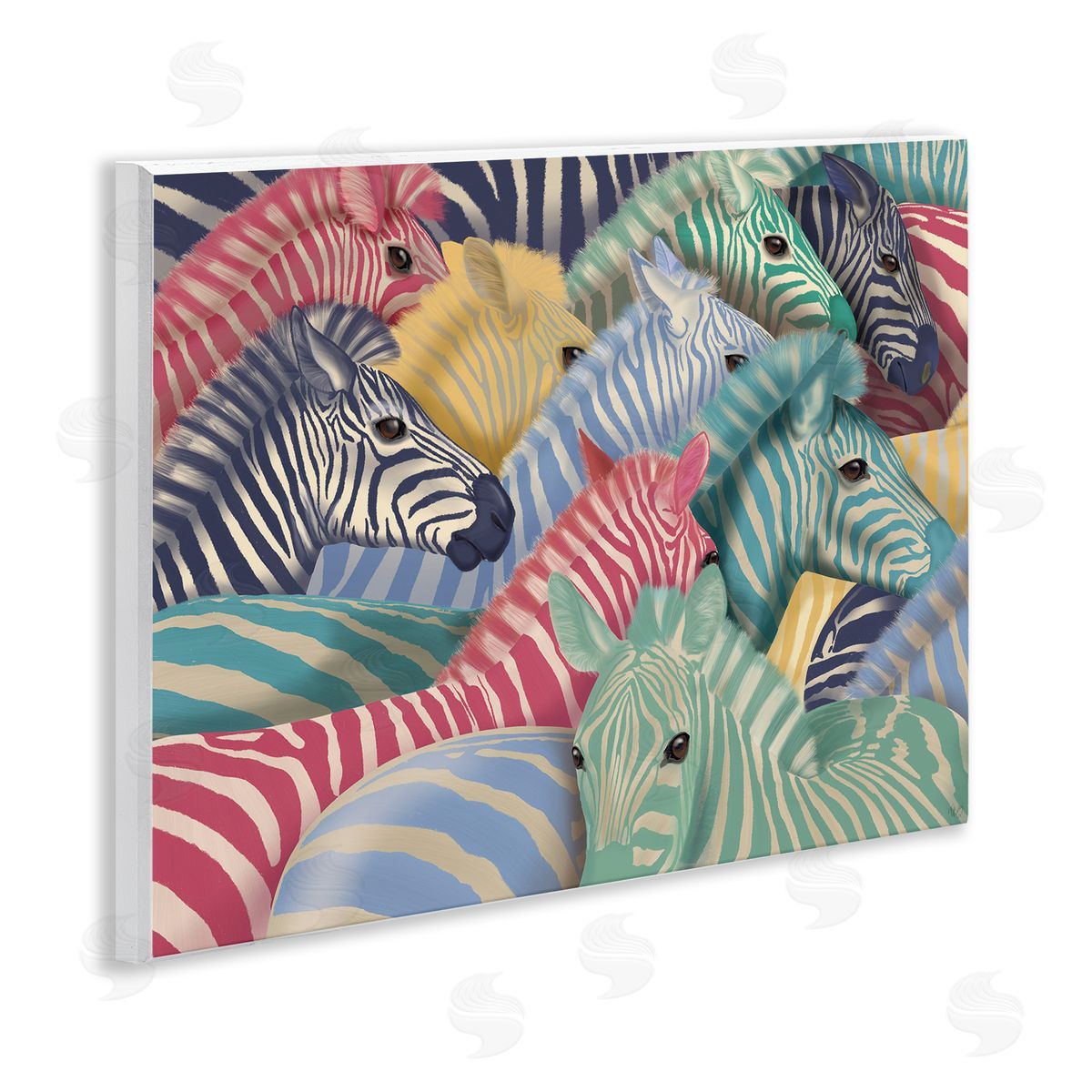 Fab Funky Modern Hued Zebras Wooden Wall Plaque Art Print