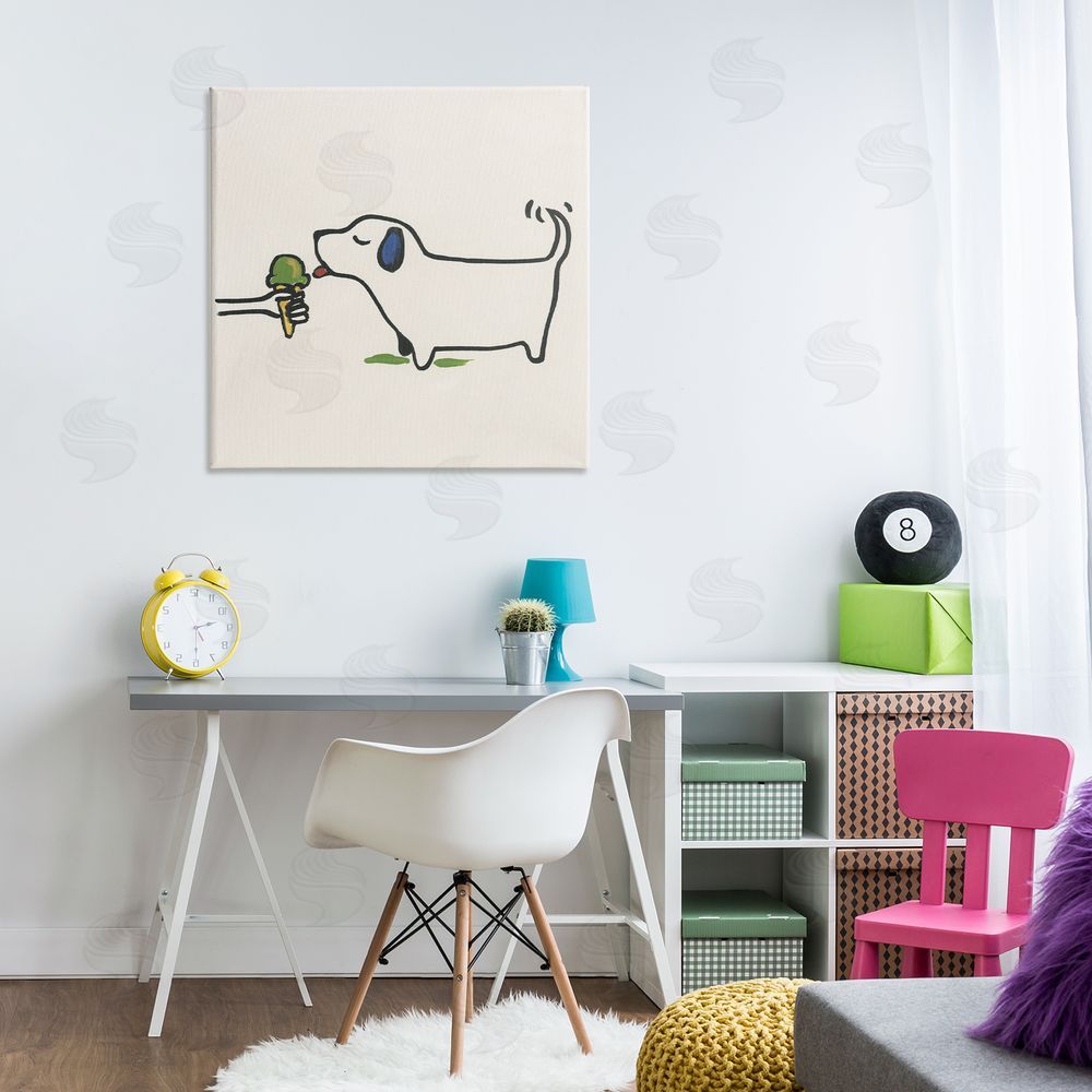 June Erica Vess Dog & Ice Cream Canvas Wall Art Print in Room