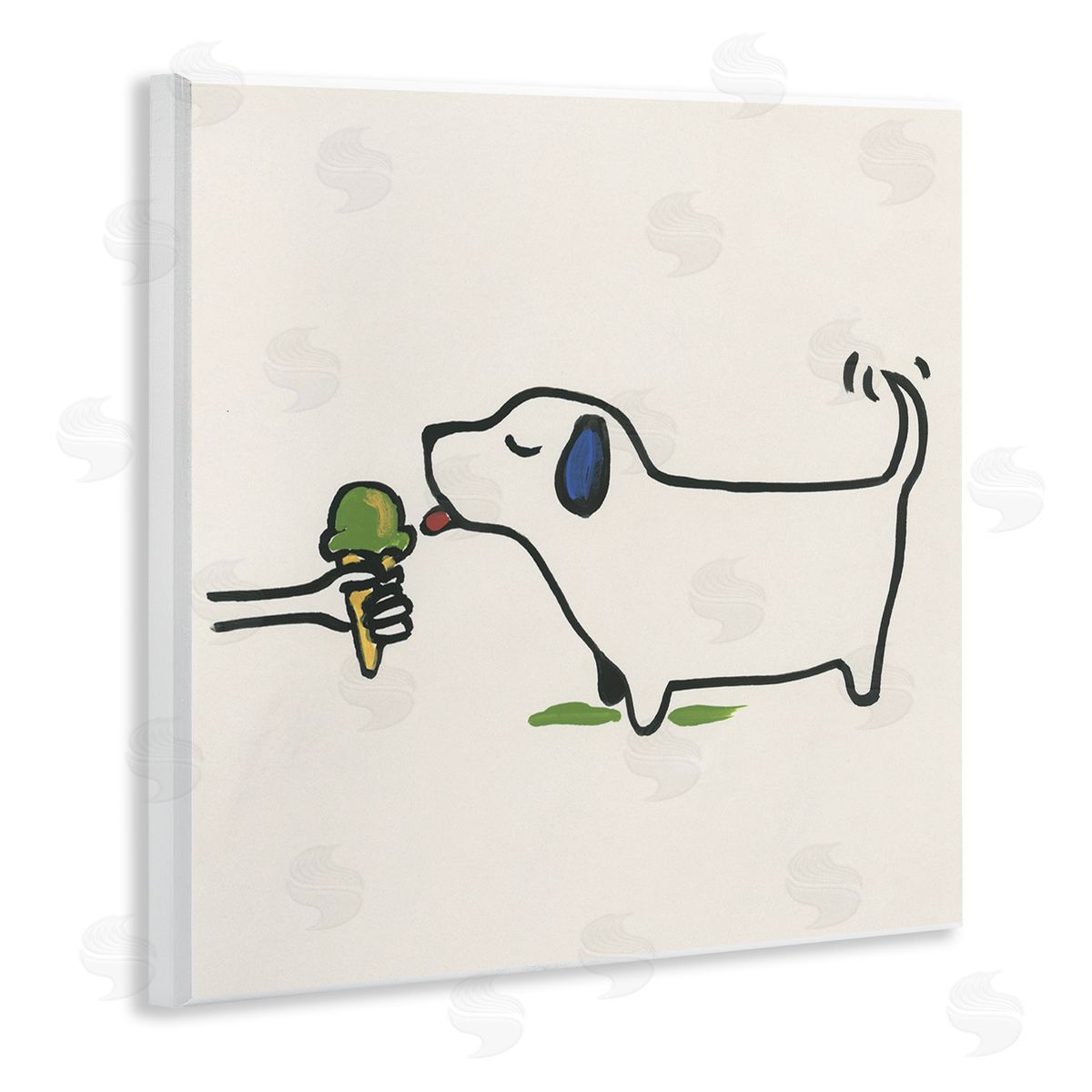 June Erica Vess Dog & Ice Cream Wooden Wall Plaque Art Print