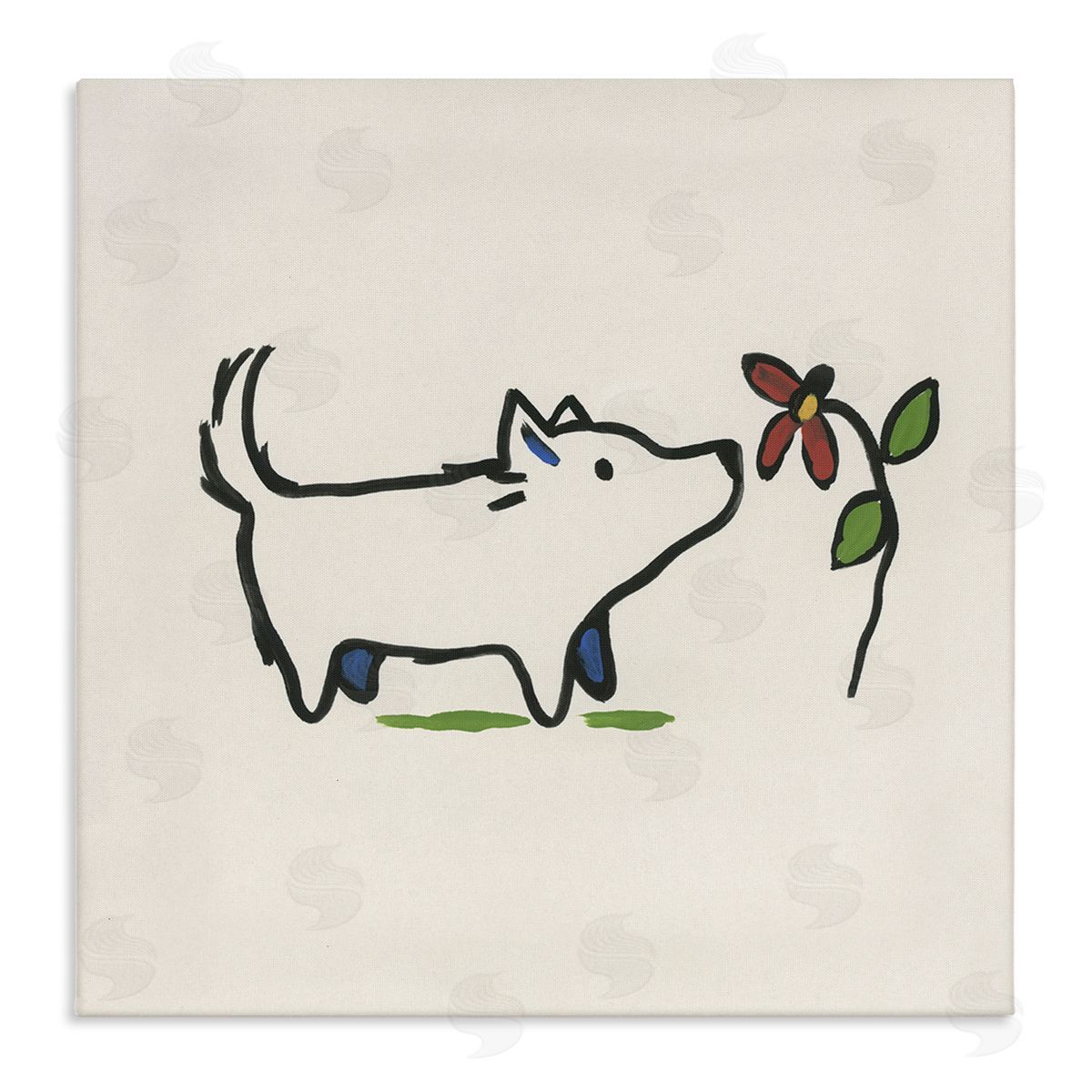 June Erica Vess Doodle Dog & Flower Canvas Wall Art Print