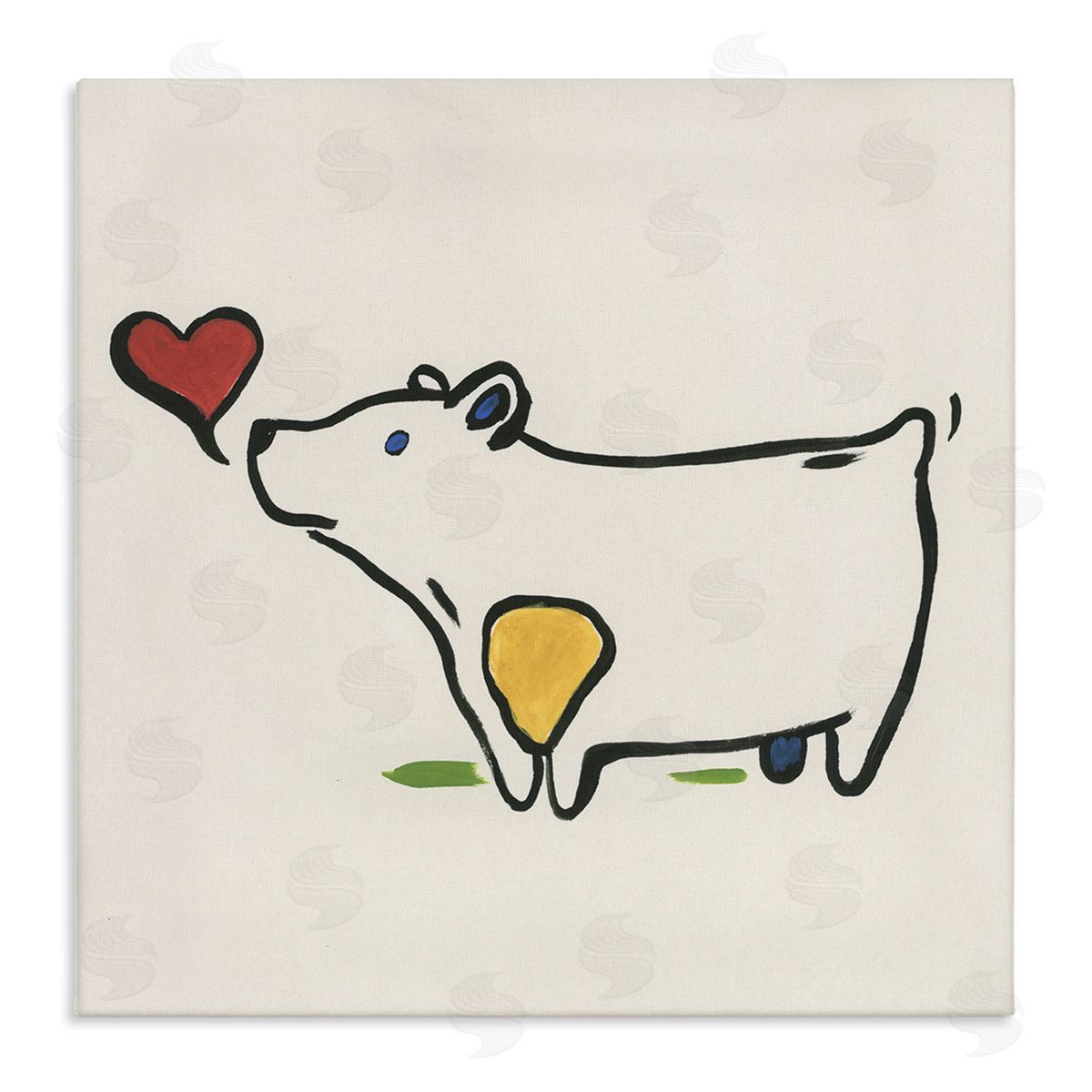 June Erica Vess Bear & Heart Doodle Canvas Wall Art Print
