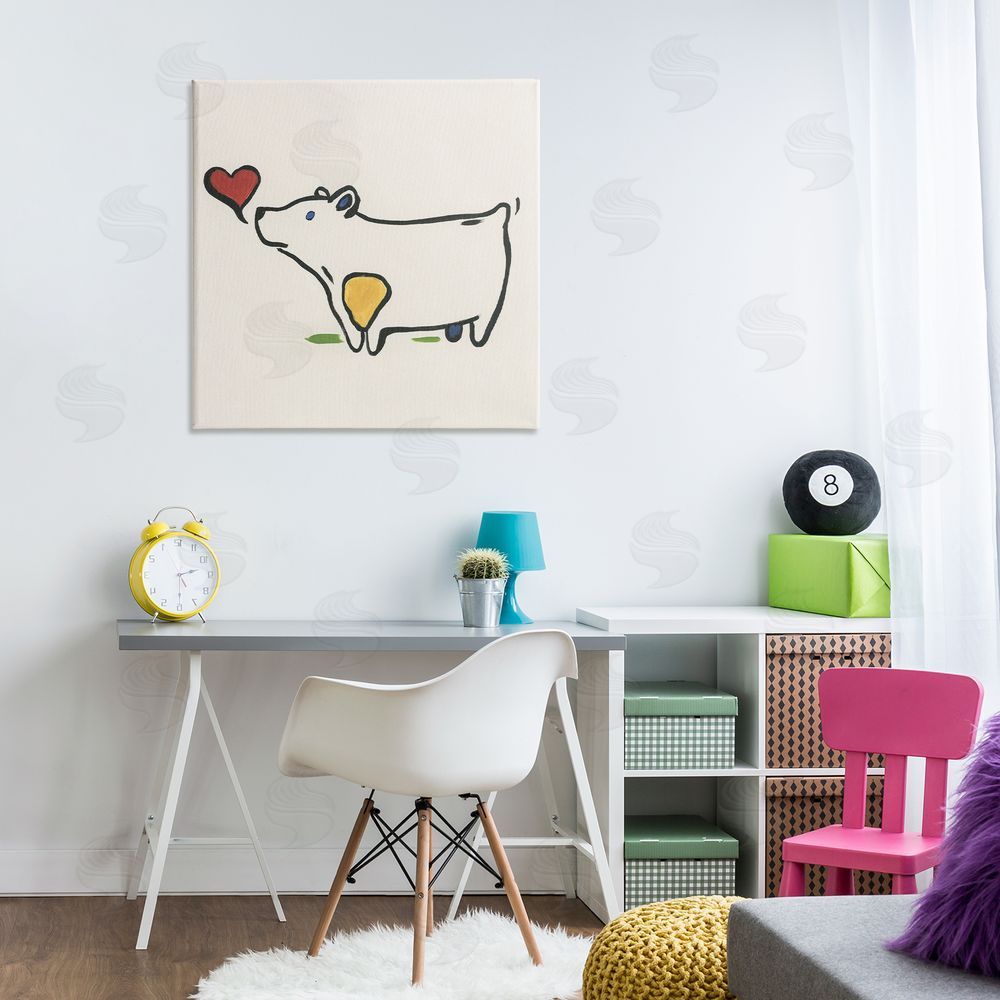 June Erica Vess Bear & Heart Doodle Canvas Wall Art Print in Room