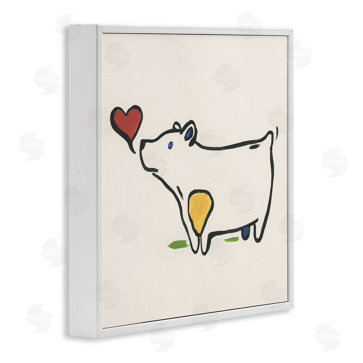 June Erica Vess Bear & Heart Doodle White Framed Giclee Wall Art Print