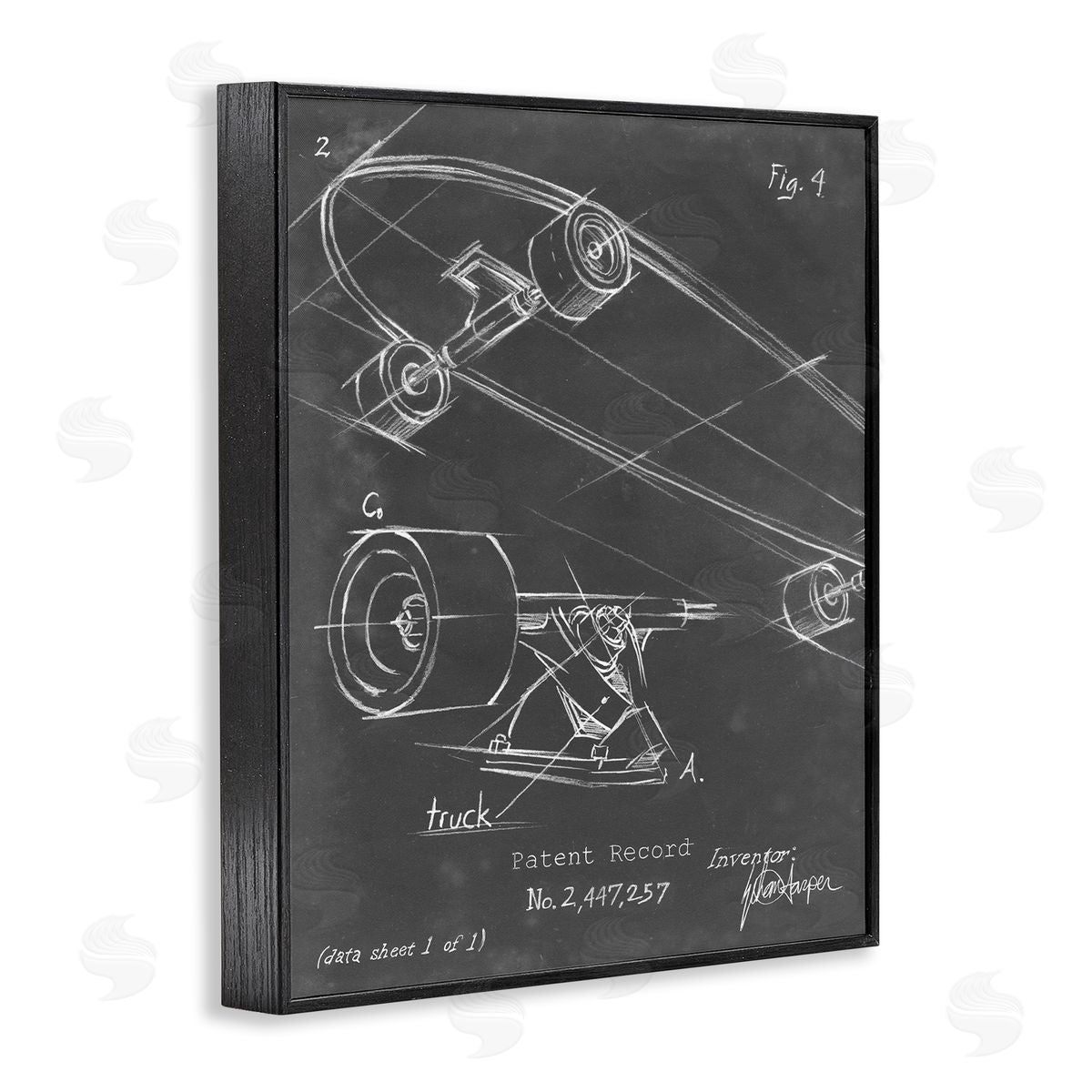 Skateboard Truck Diagram Black Frame Print Wall Art, Home Decor by Ethan Harper