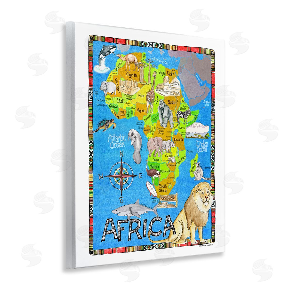 African Animals Map Wood Plaque Wall Art, Home Decor by Marley Ungaro