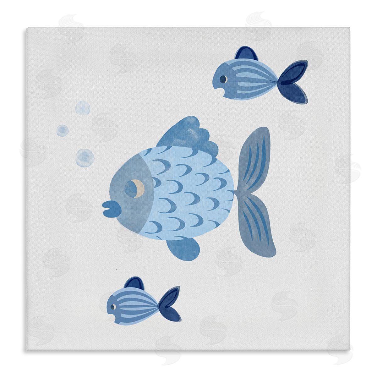Carrie Cantwell Minimal Blue Fish Canvas Wall Art Print