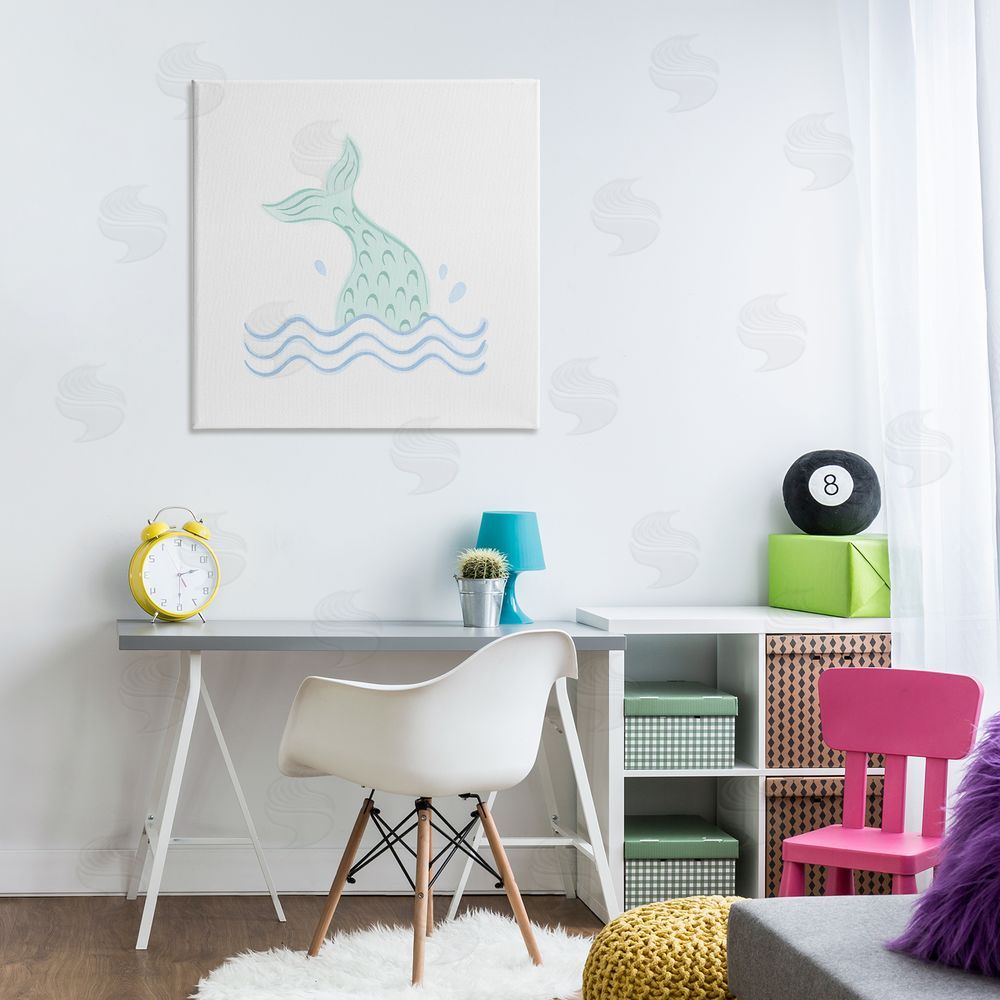 Carrie Cantwell Mermaid Tail in Water Canvas Wall Art Print in Room