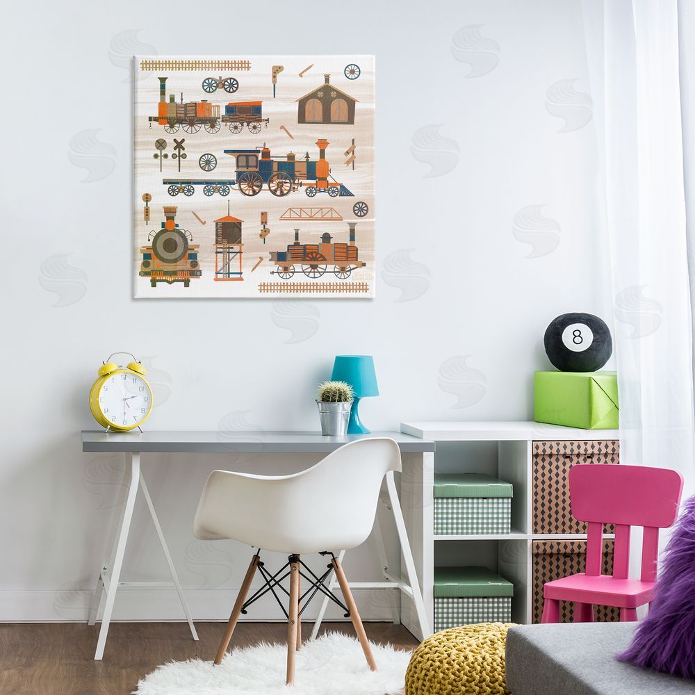 Carrie Cantwell Totally Trains Rustic Canvas Wall Art Print in Room