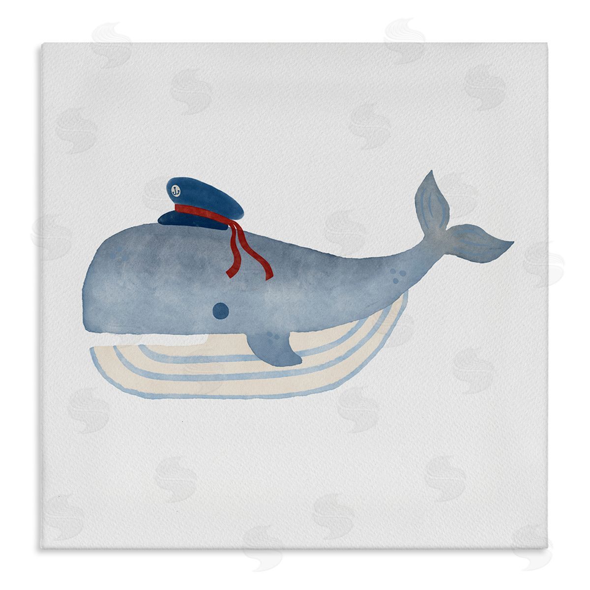 Carrie Cantwell Captain Whale with Hat Canvas Wall Art Print