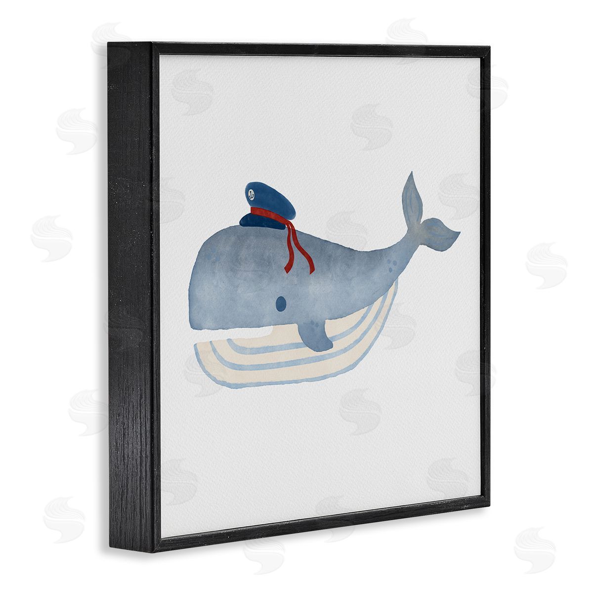 Carrie Cantwell Captain Whale with Hat Black Framed Giclee Wall Art Print