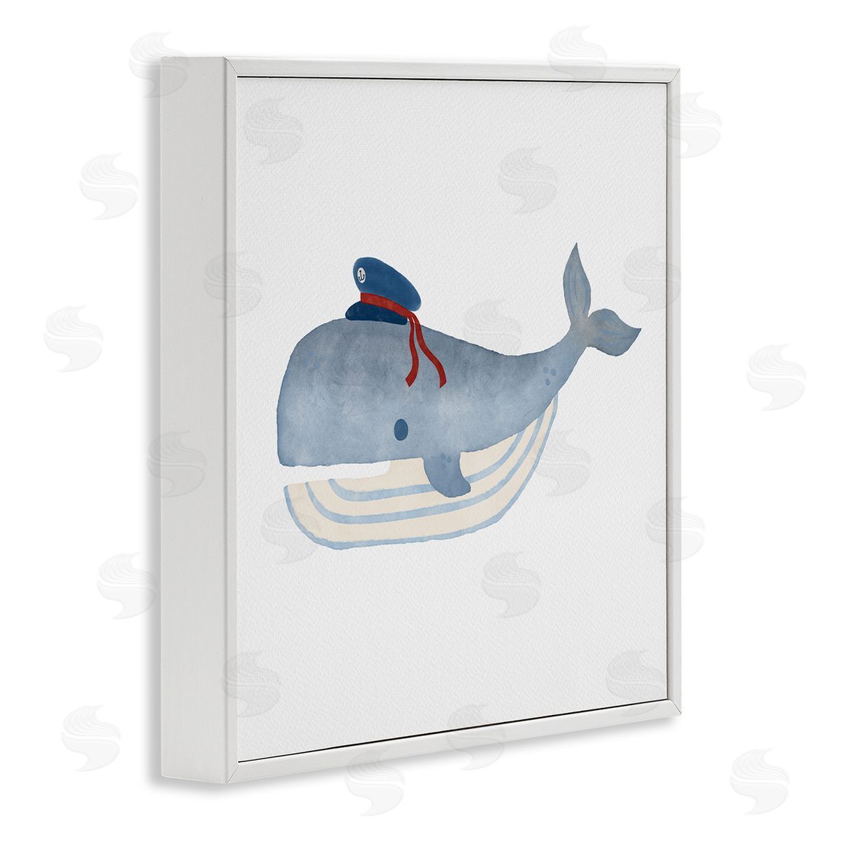 Carrie Cantwell Captain Whale with Hat White Framed Giclee Wall Art Print