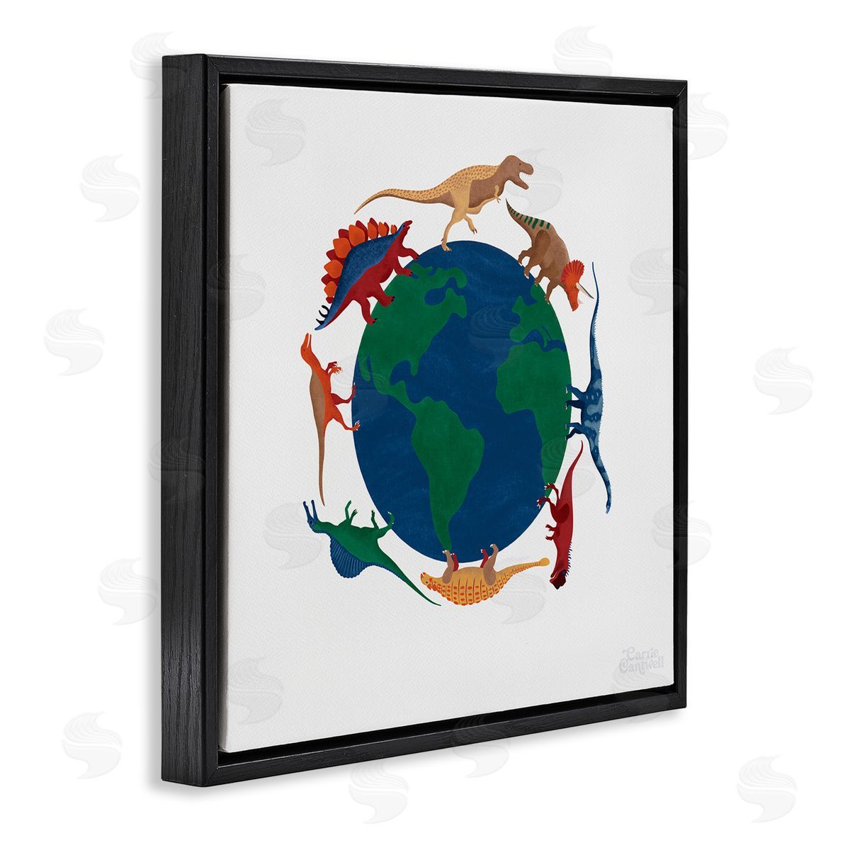 Carrie Cantwell When Dinos Roamed Black Floating Frame Canvas Wall Art Print