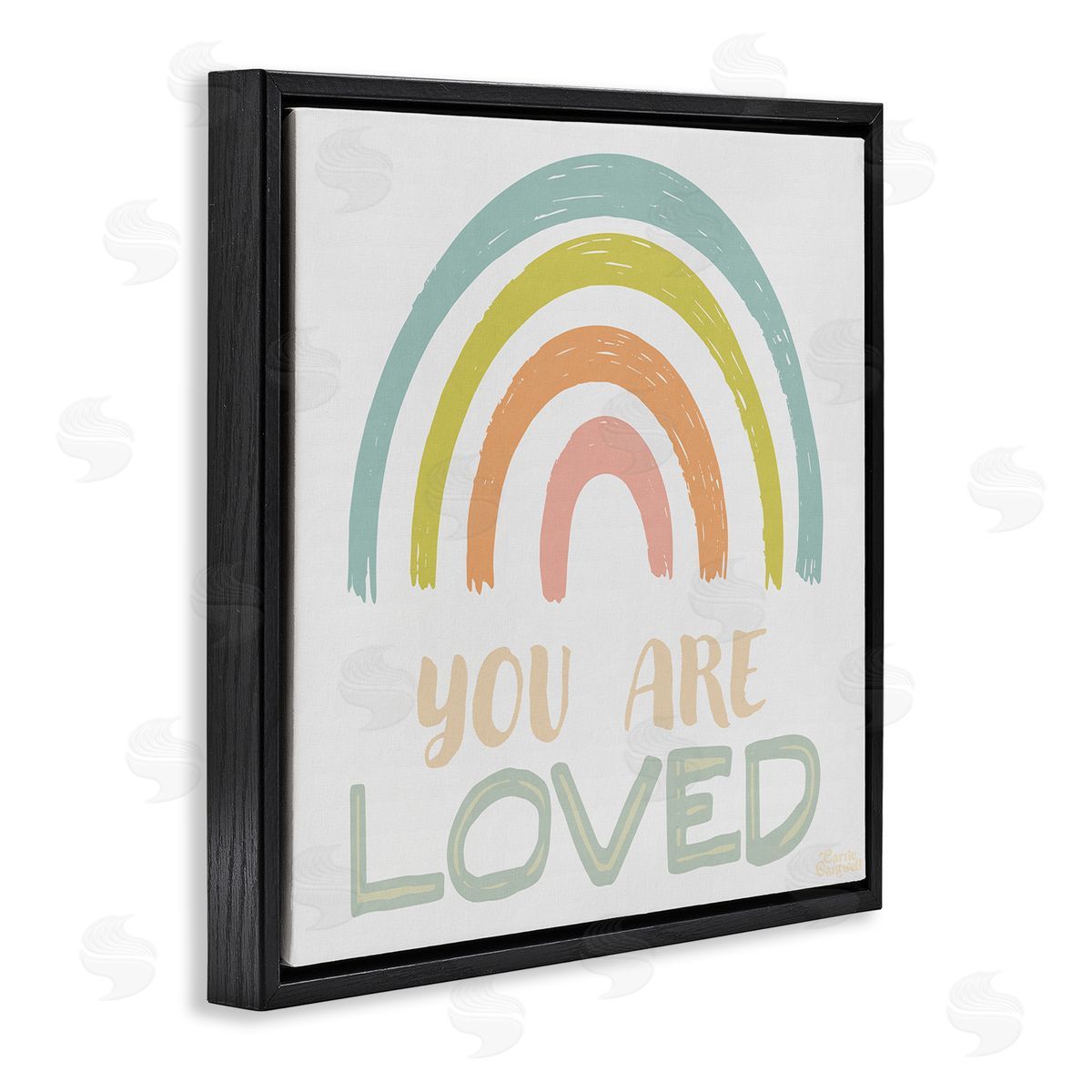 Carrie Cantwell You Are Loved Rainbow Black Floating Frame Canvas Wall Art Print
