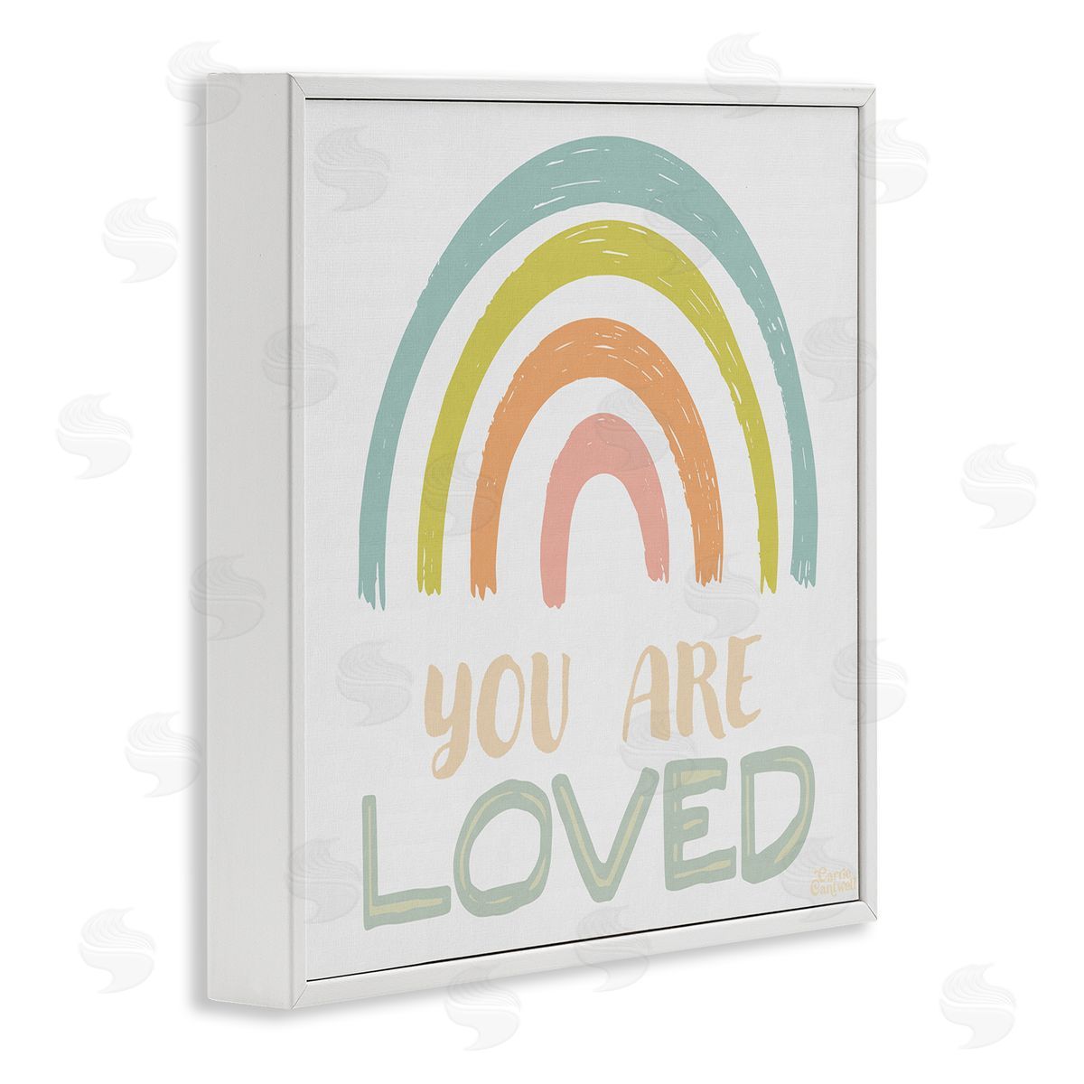 Carrie Cantwell You Are Loved Rainbow White Framed Giclee Wall Art Print