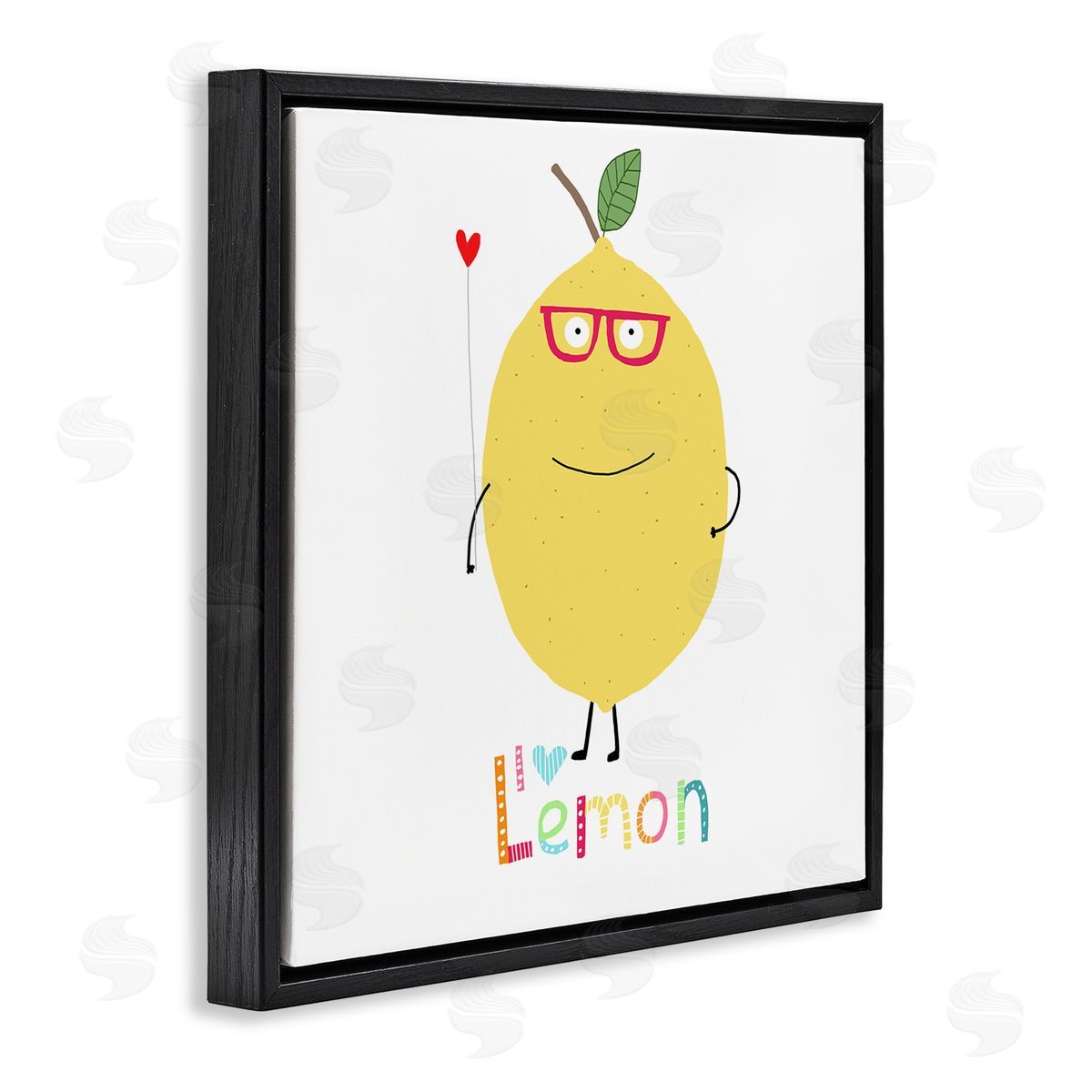 Carla Daly Fun Smiling Lemon Black Floating Frame Canvas Wall Art Print