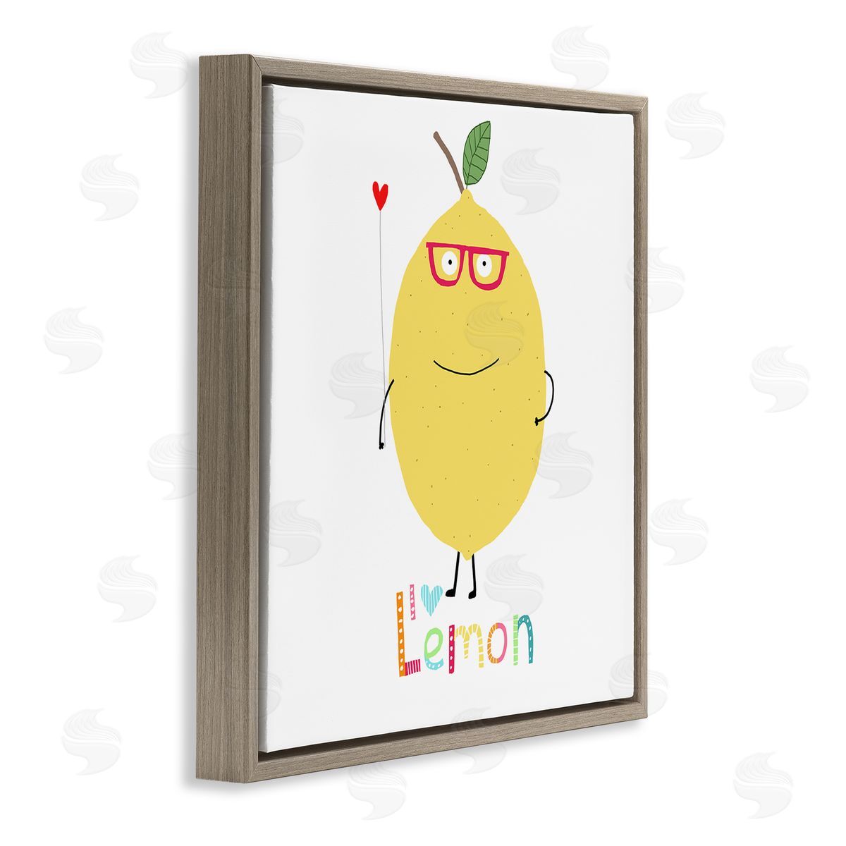 Carla Daly Fun Smiling Lemon Brown Floating Frame Canvas Wall Art Print