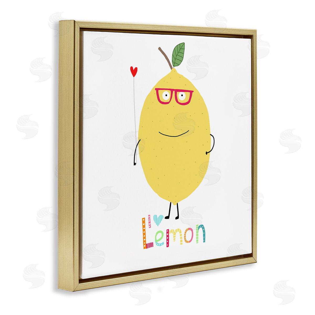 Carla Daly Fun Smiling Lemon Gold Floating Frame Canvas Wall Art Print
