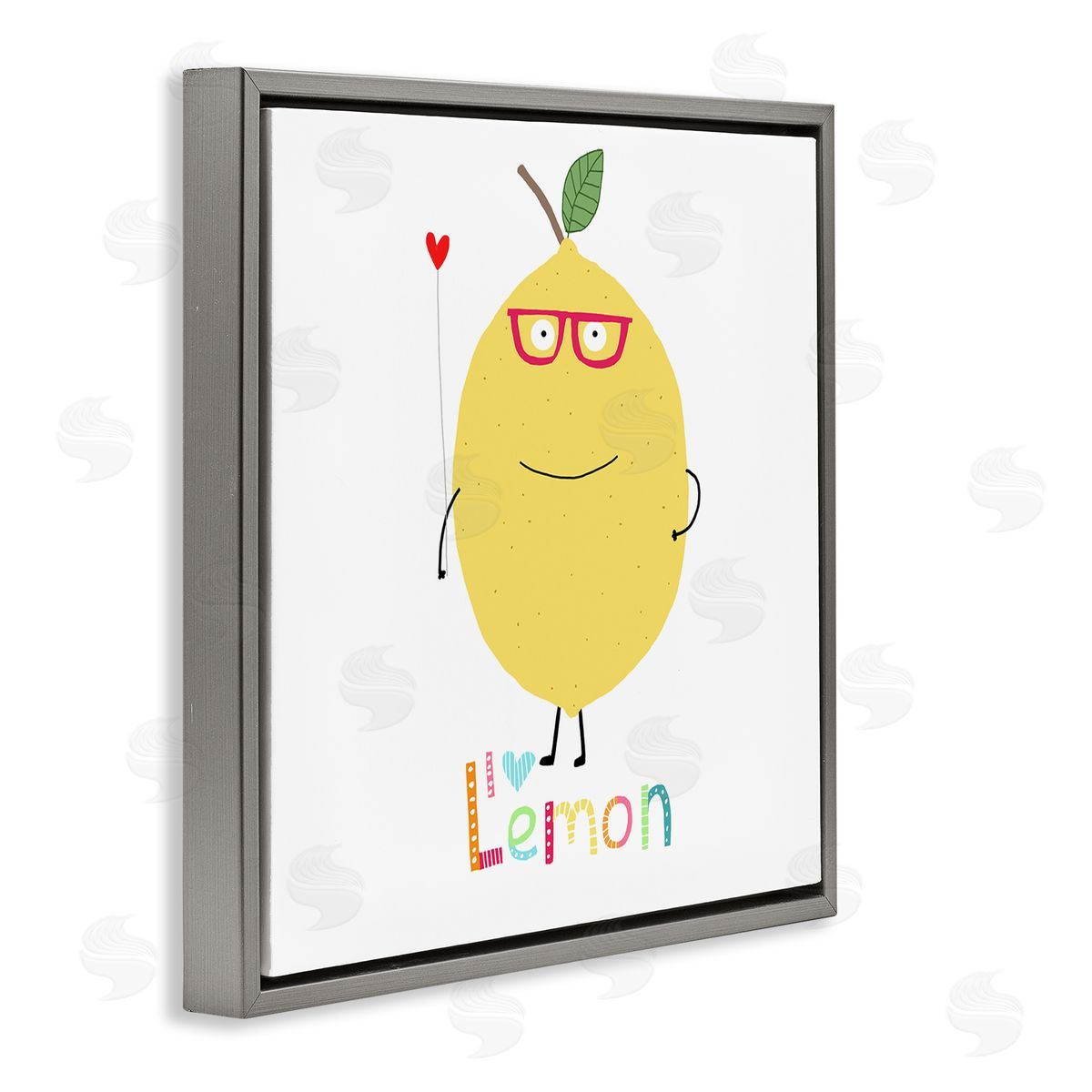 Carla Daly Fun Smiling Lemon Gray Floating Frame Canvas Wall Art Print