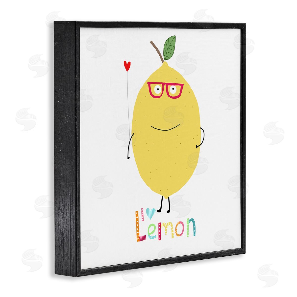 Carla Daly Fun Smiling Lemon Black Framed Giclee Wall Art Print