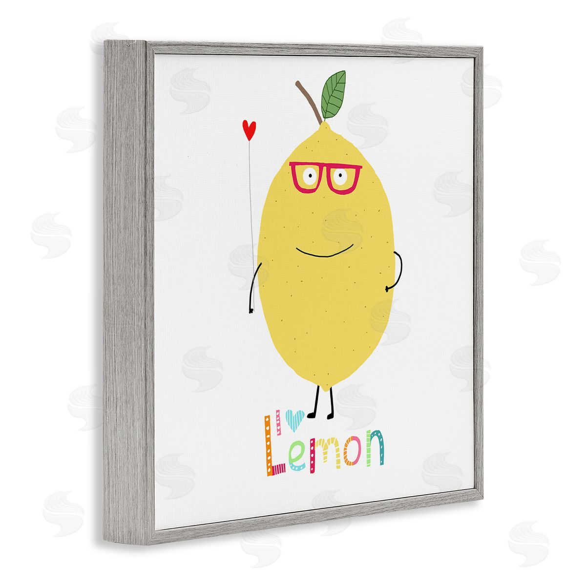 Carla Daly Fun Smiling Lemon Gray Framed Giclee Wall Art Print