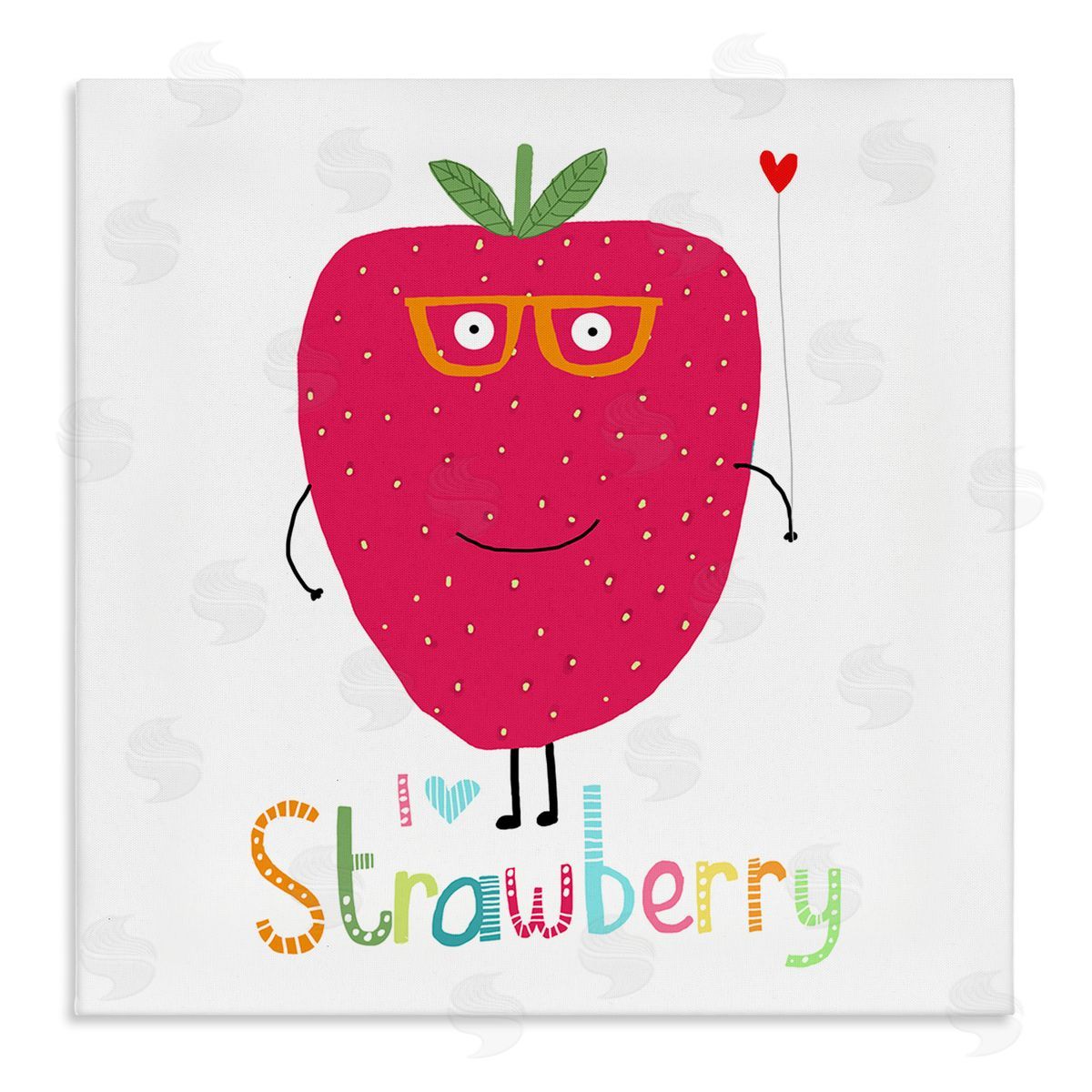 Carla Daly Fun Smiling Strawberry Canvas Wall Art Print