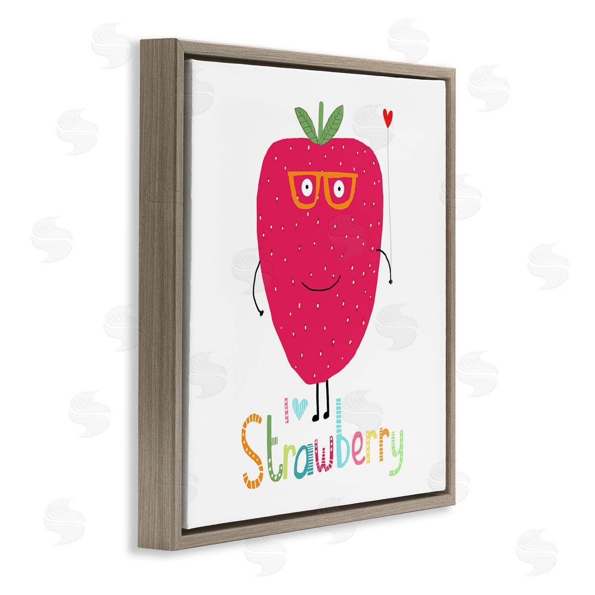 Carla Daly Fun Smiling Strawberry Brown Floating Frame Canvas Wall Art Print