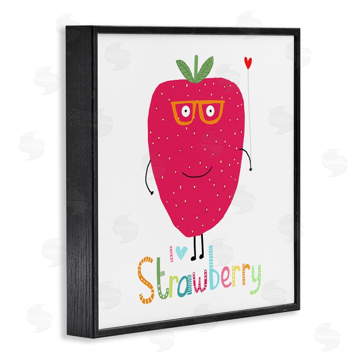 Carla Daly Fun Smiling Strawberry Black Framed Giclee Wall Art Print