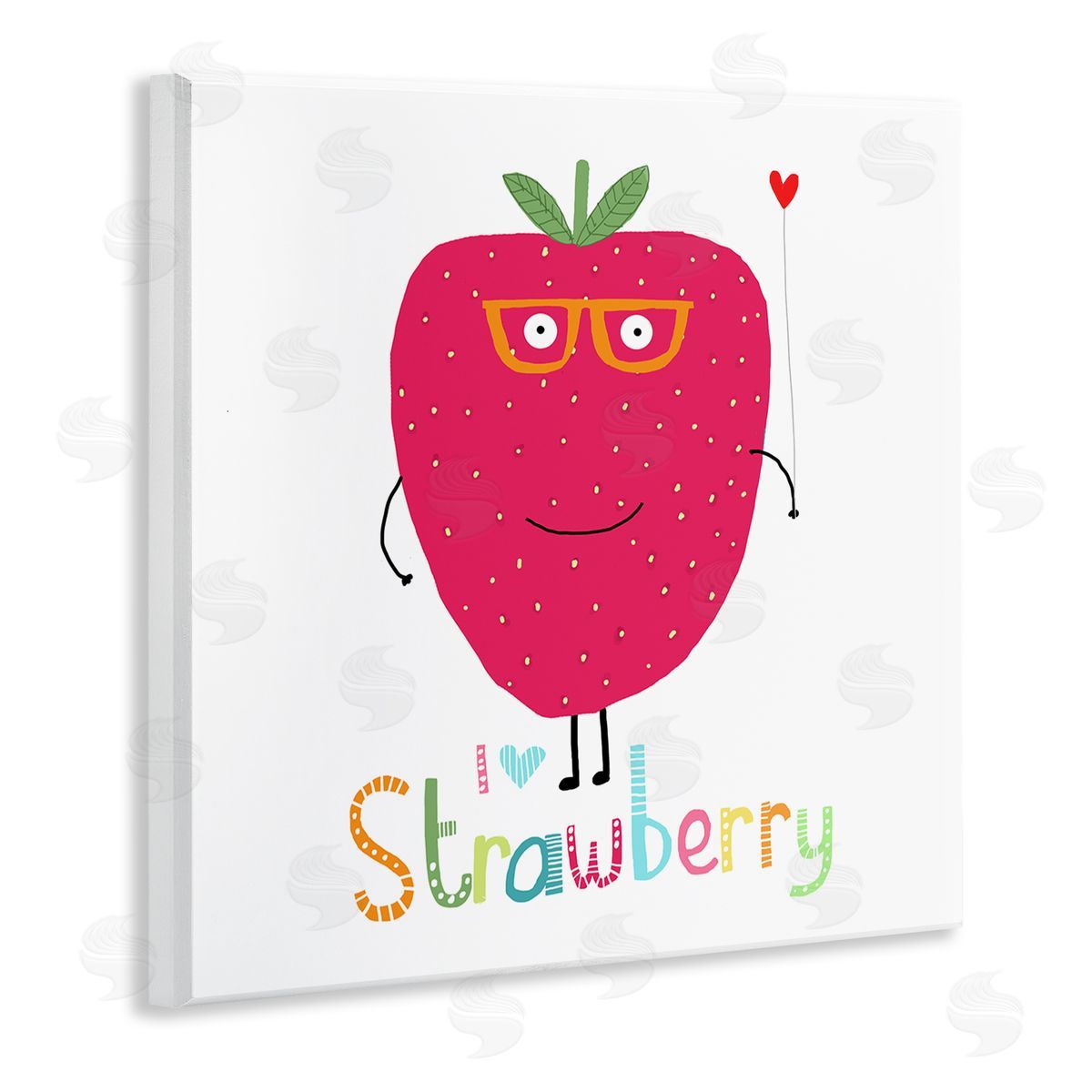 Carla Daly Fun Smiling Strawberry Wooden Wall Plaque Art Print