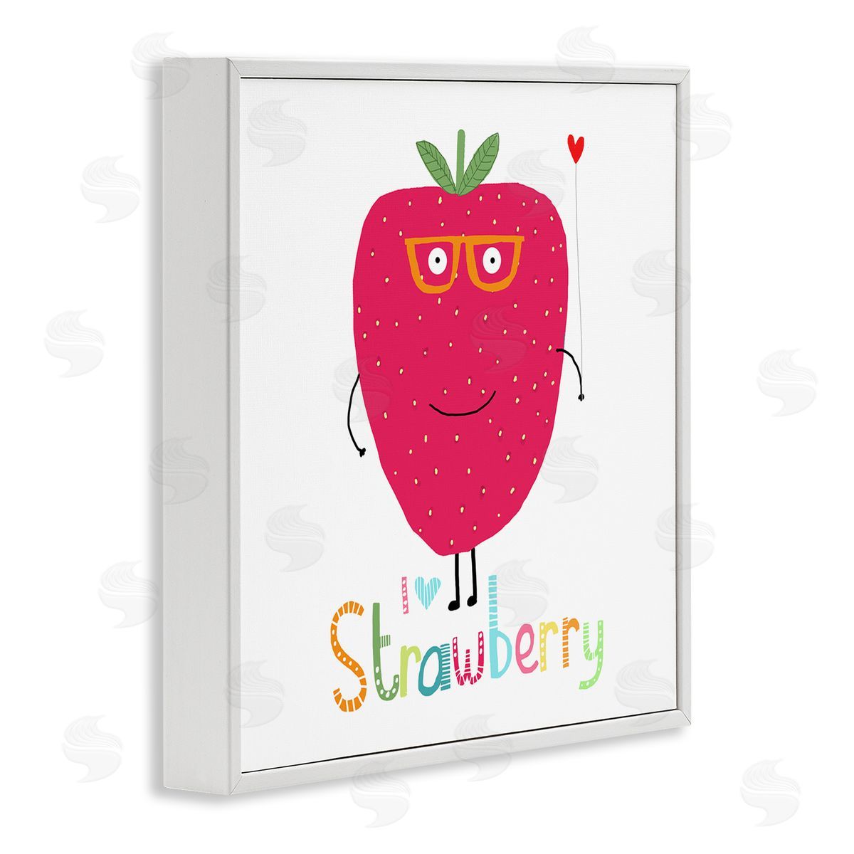Carla Daly Fun Smiling Strawberry White Framed Giclee Wall Art Print