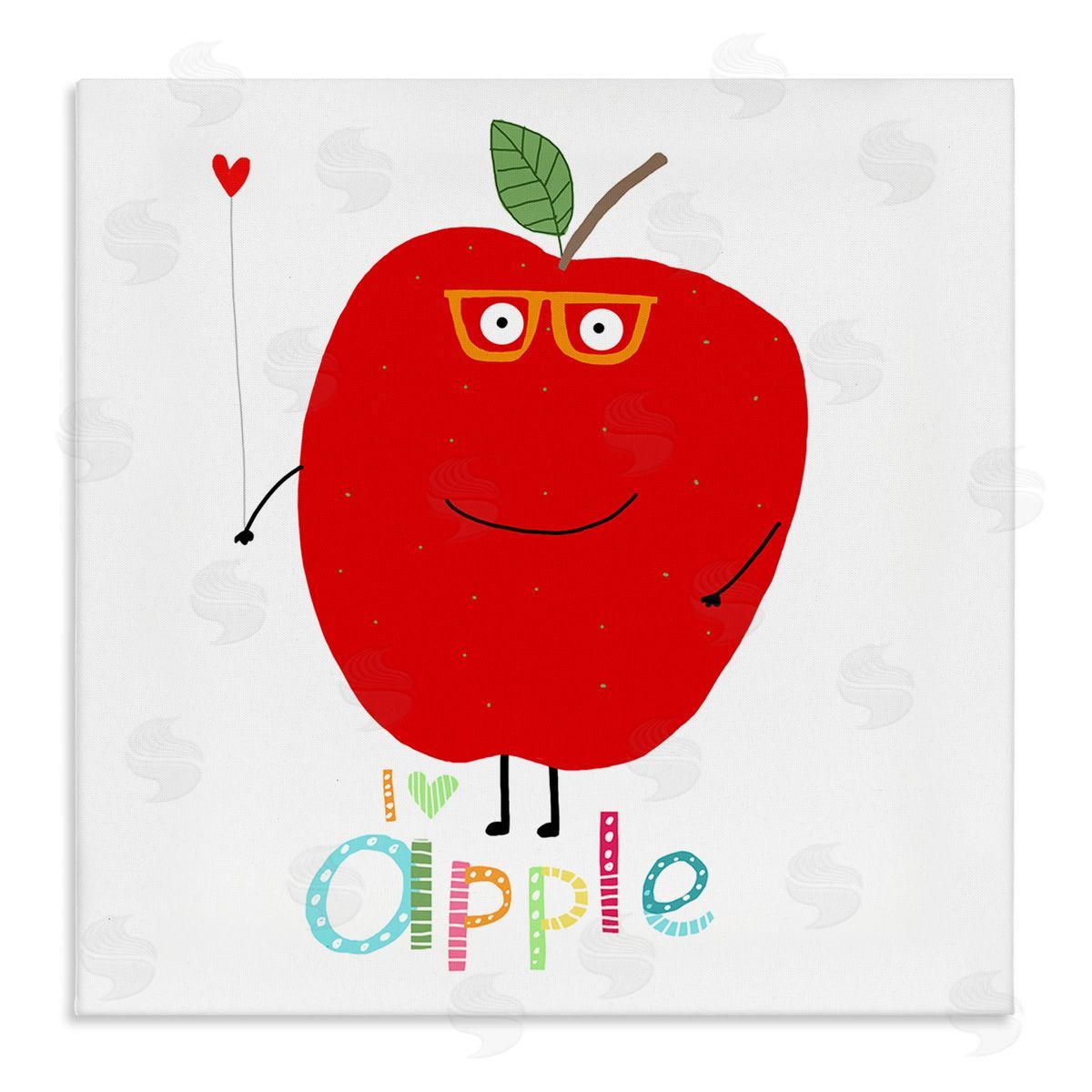 Carla Daly Fun Smiling Apple Canvas Wall Art Print