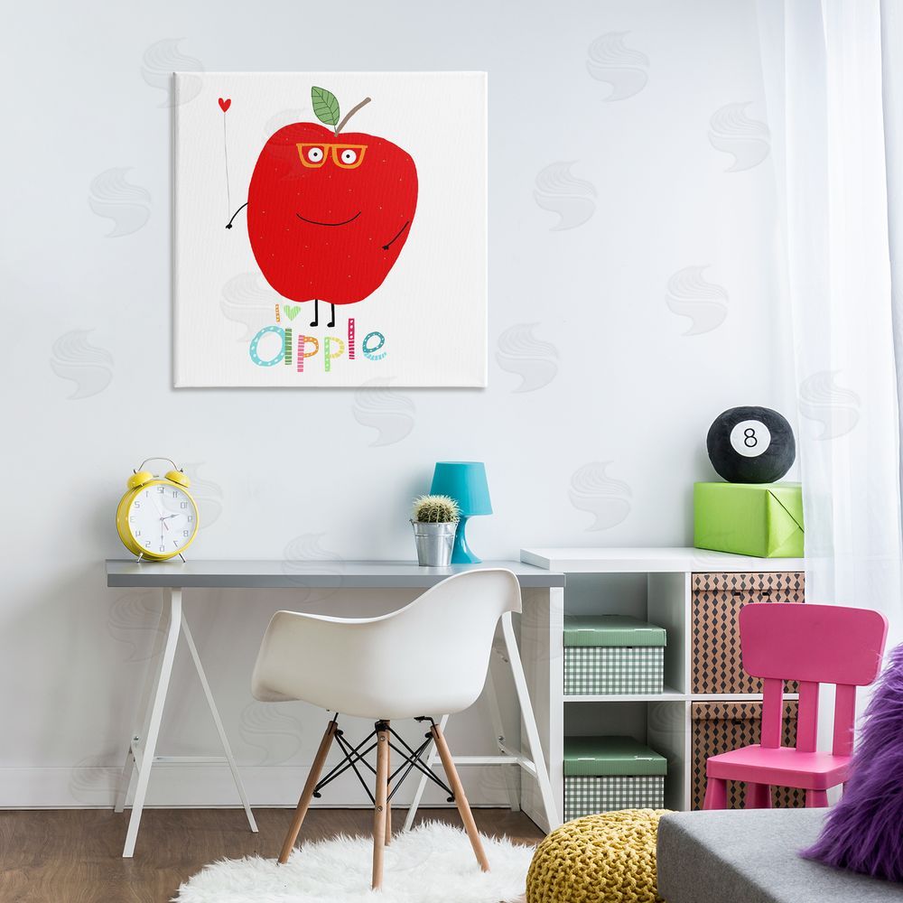Carla Daly Fun Smiling Apple Canvas Wall Art Print in Room