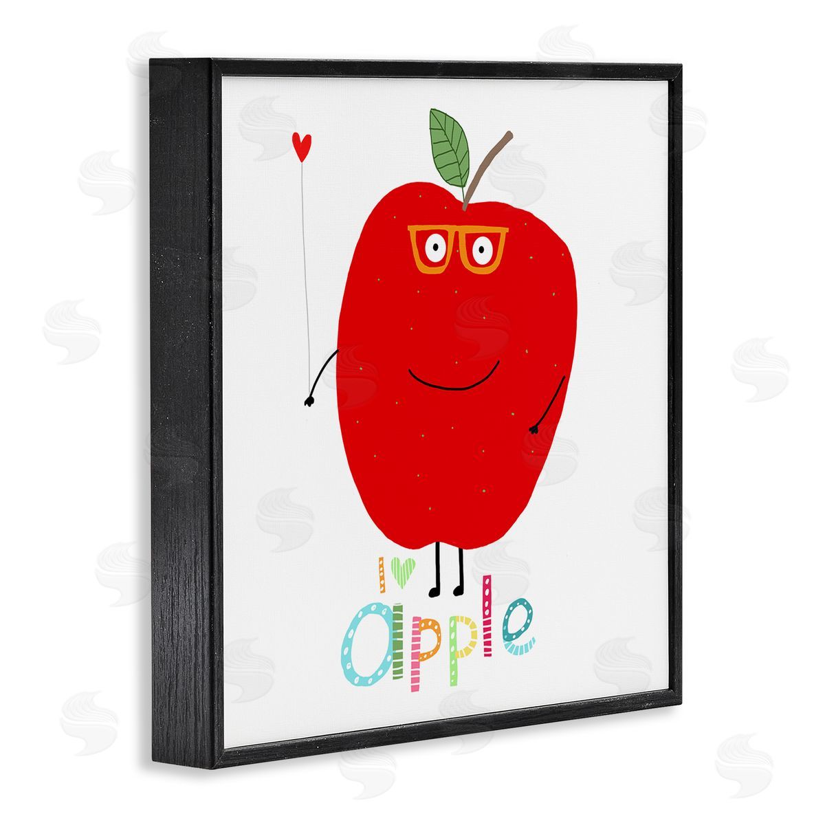 Carla Daly Fun Smiling Apple Black Framed Giclee Wall Art Print