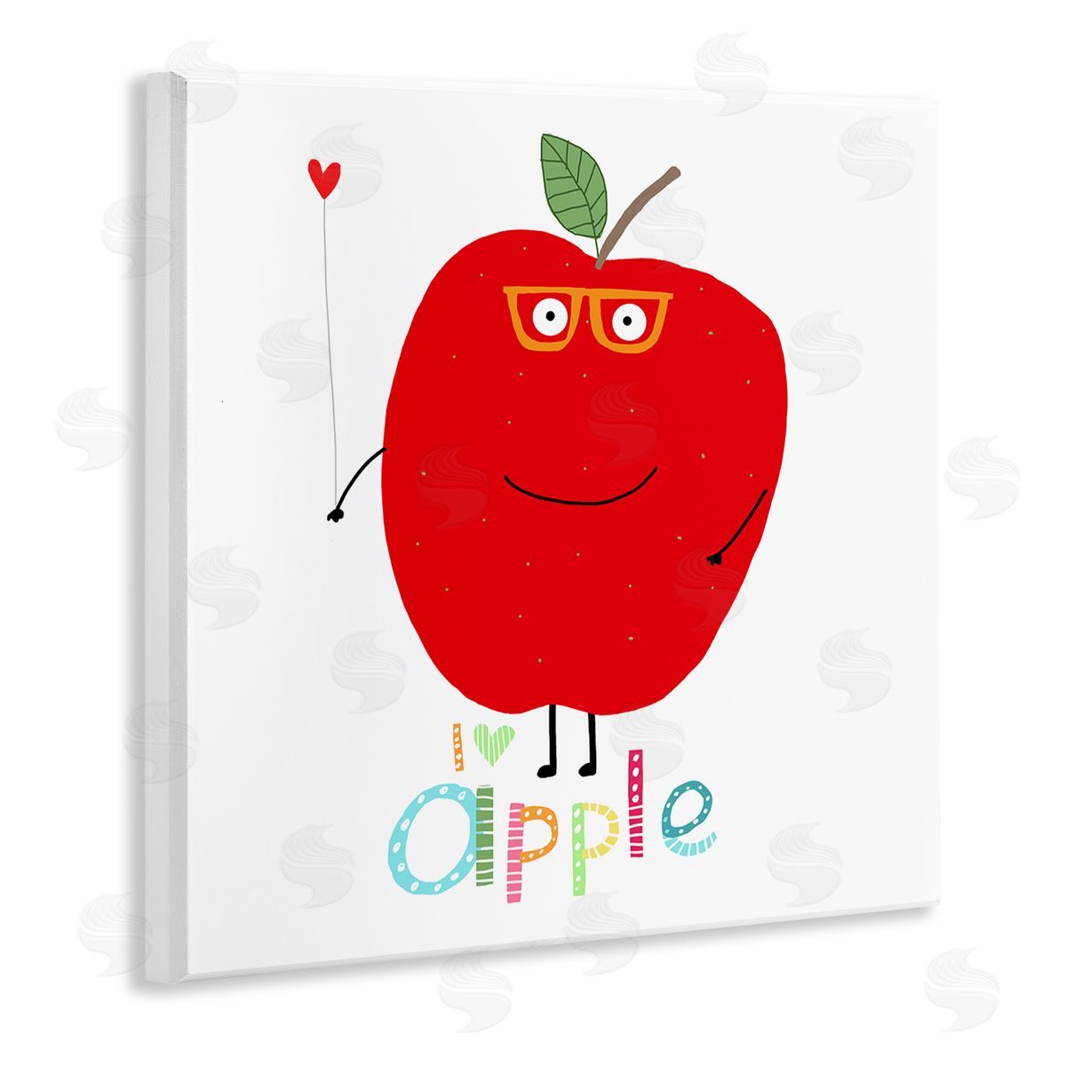 Carla Daly Fun Smiling Apple Wooden Wall Plaque Art Print