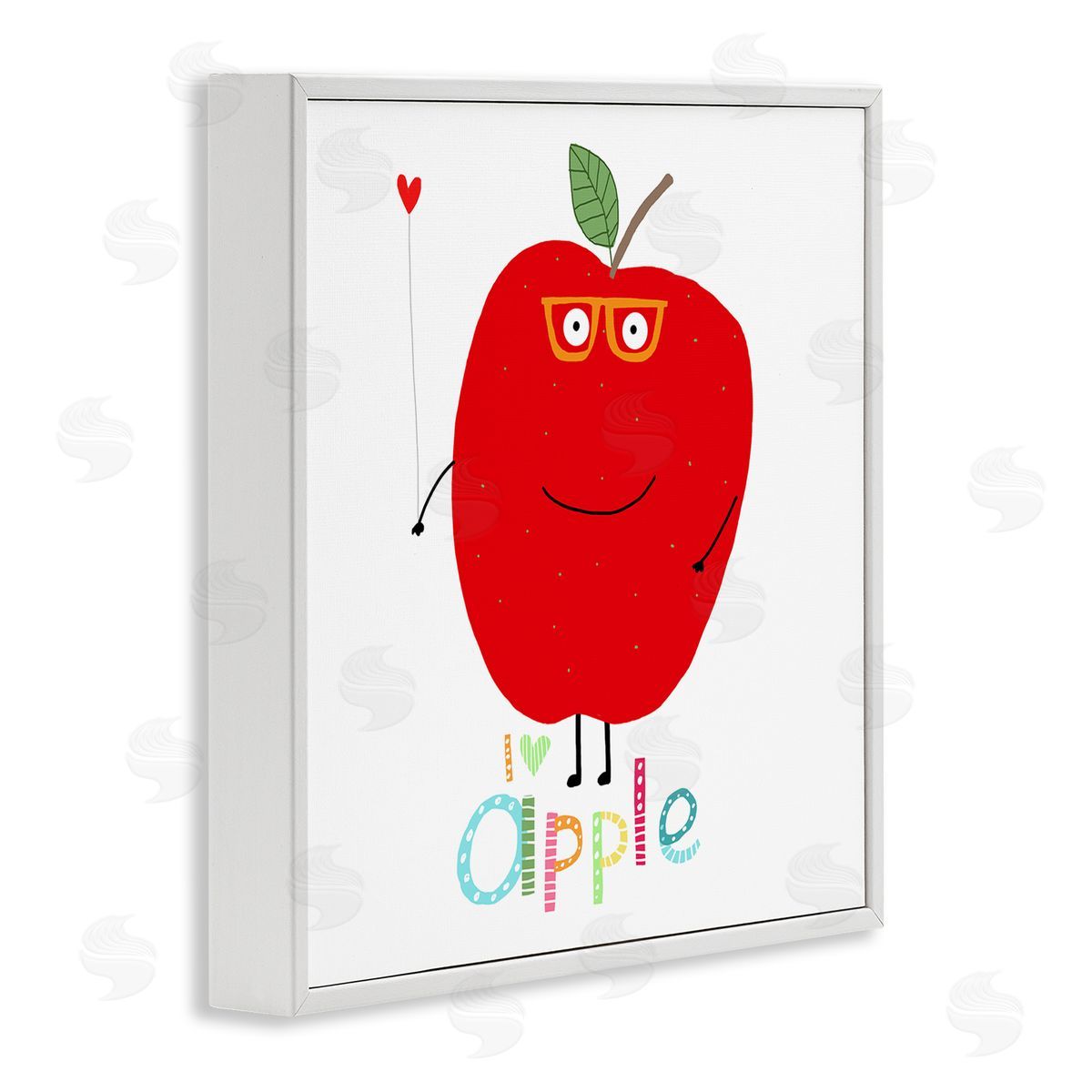 Carla Daly Fun Smiling Apple White Framed Giclee Wall Art Print