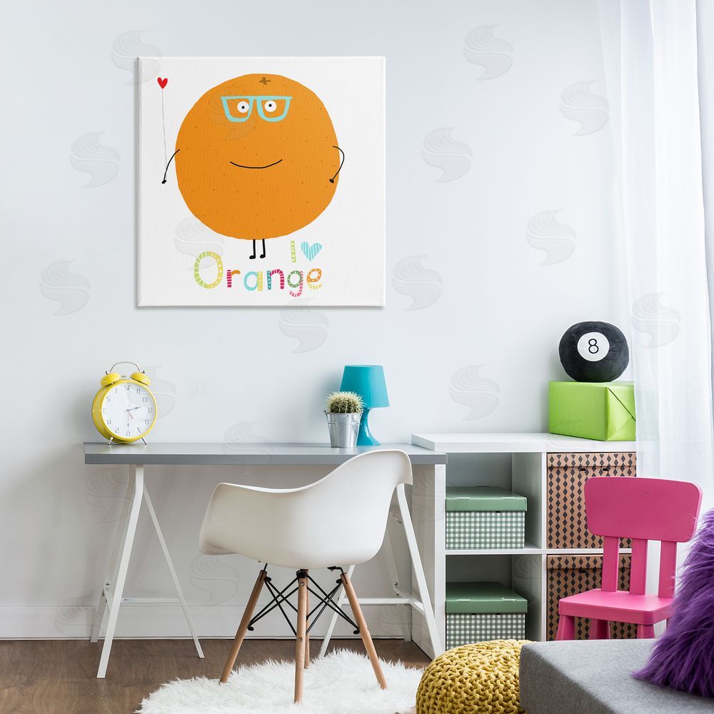 Carla Daly Fun Smiling Orange Canvas Wall Art Print in Room