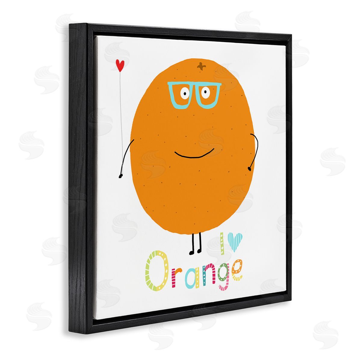 Carla Daly Fun Smiling Orange Black Floating Frame Canvas Wall Art Print