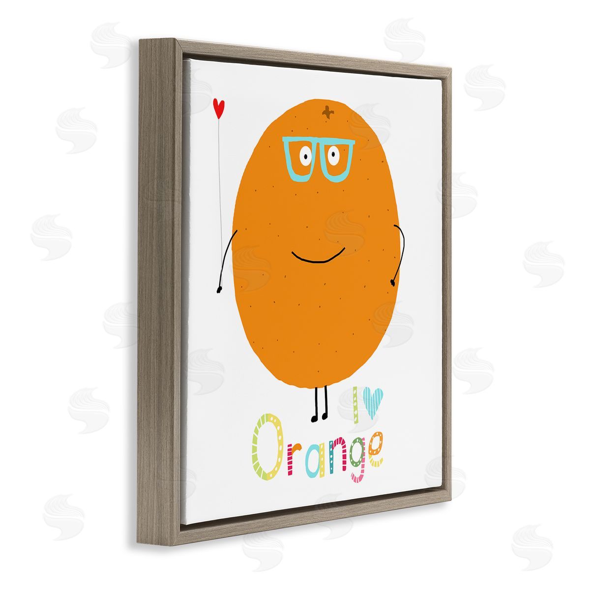 Carla Daly Fun Smiling Orange Brown Floating Frame Canvas Wall Art Print