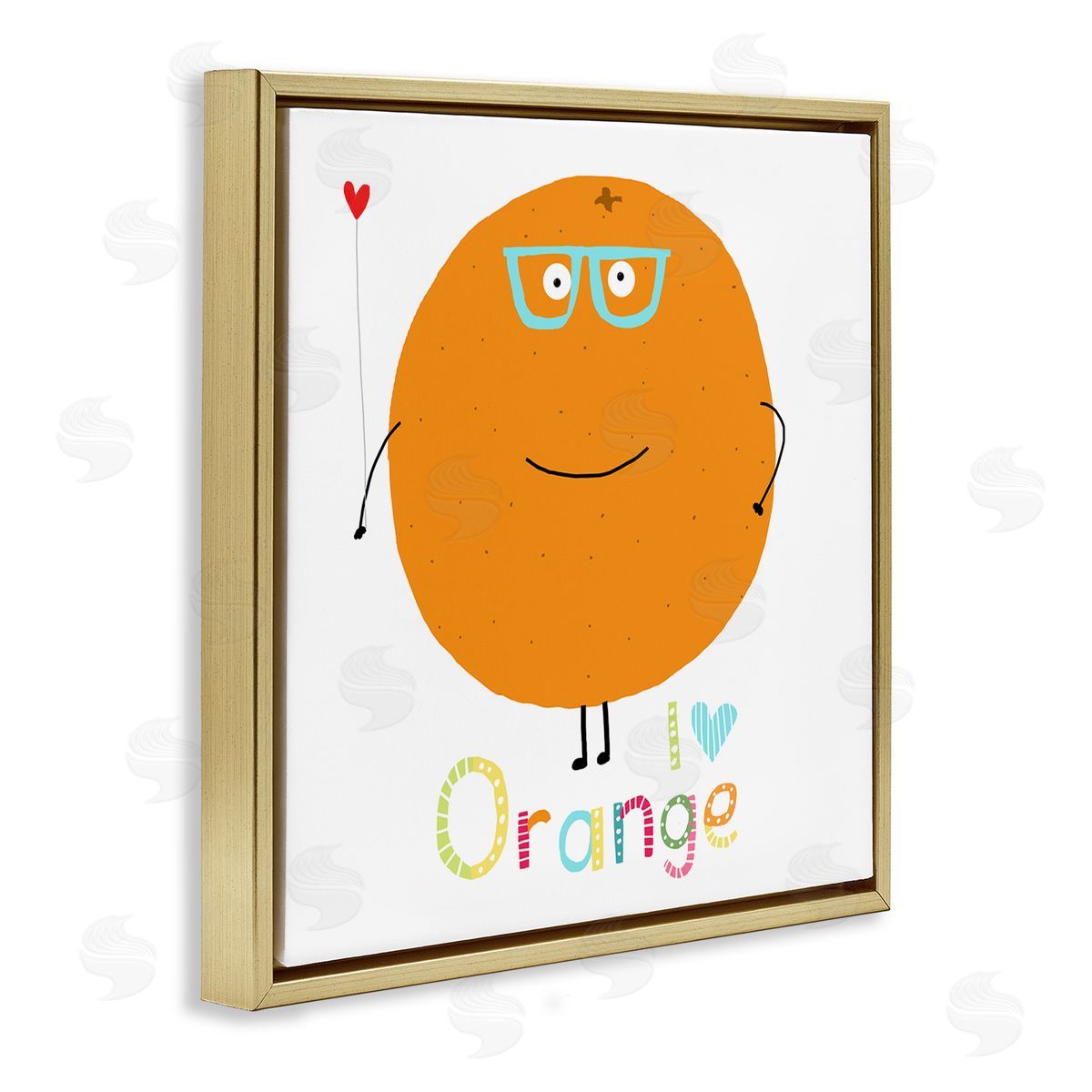 Carla Daly Fun Smiling Orange Gold Floating Frame Canvas Wall Art Print