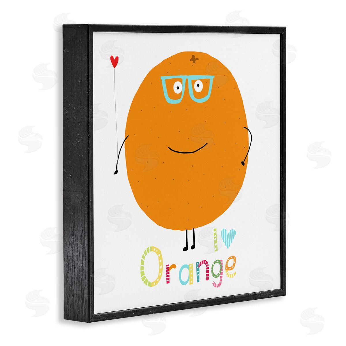Carla Daly Fun Smiling Orange Black Framed Giclee Wall Art Print