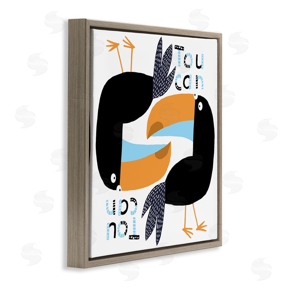Carla Daly Tropical Toucan Birds Brown Floating Frame Canvas Wall Art Print