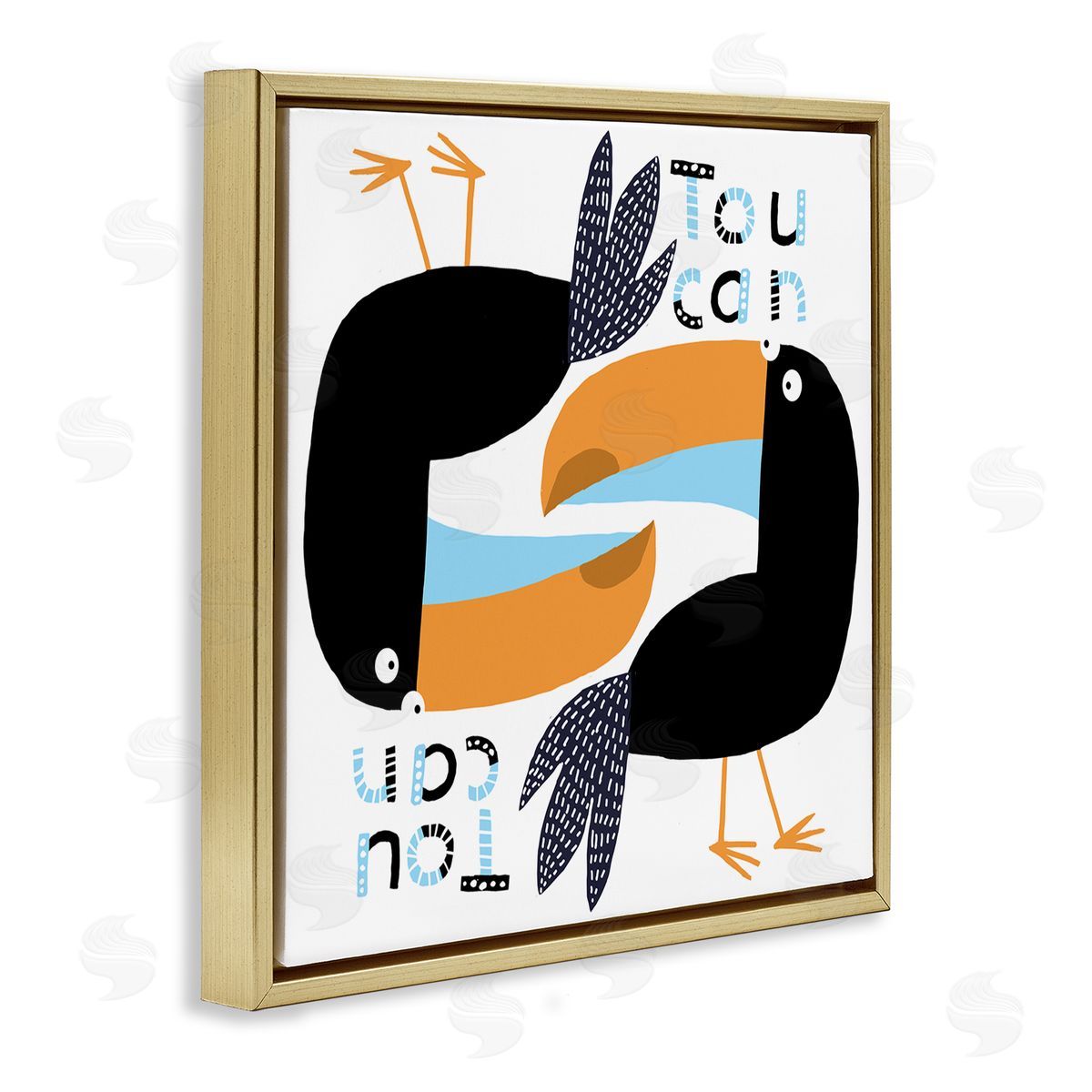 Carla Daly Tropical Toucan Birds Gold Floating Frame Canvas Wall Art Print