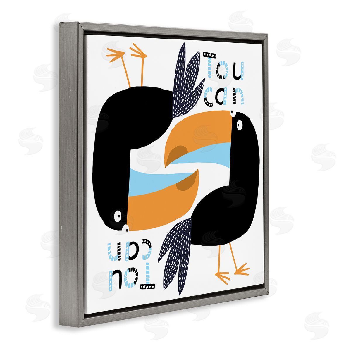 Carla Daly Tropical Toucan Birds Gray Floating Frame Canvas Wall Art Print