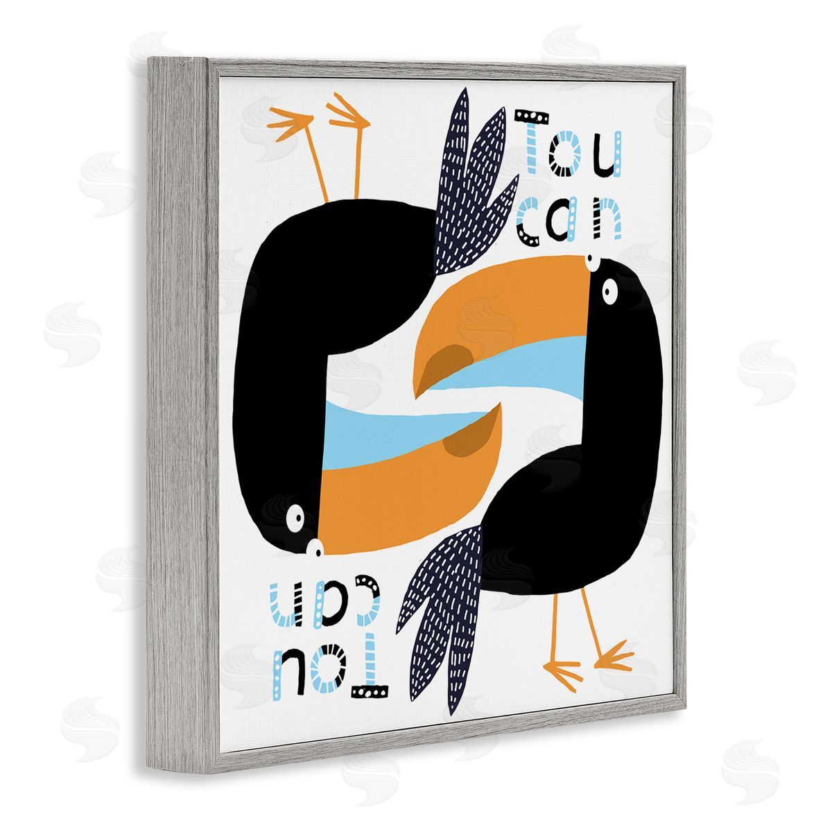 Carla Daly Tropical Toucan Birds Gray Framed Giclee Wall Art Print