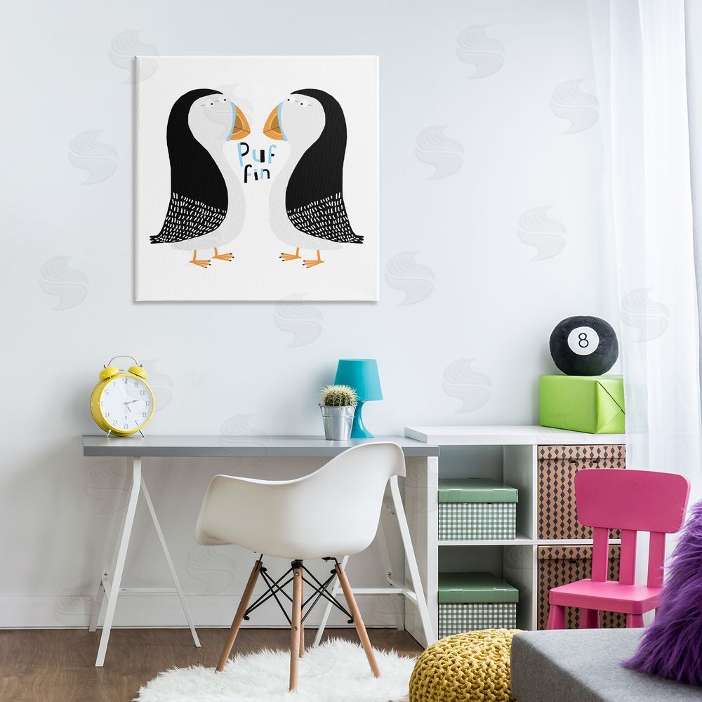 Carla Daly Puffin Bird Duo Canvas Wall Art Print in Room