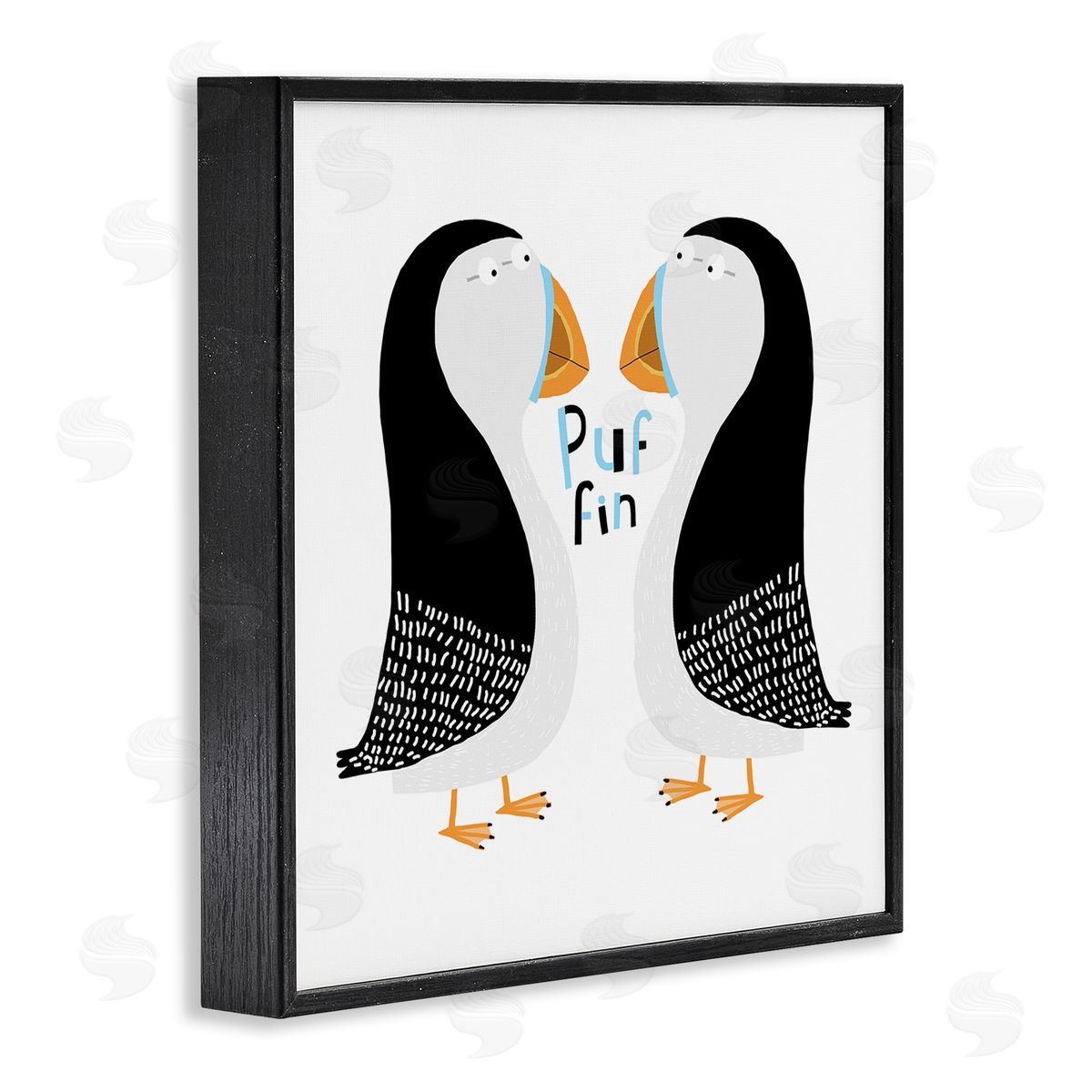 Carla Daly Puffin Bird Duo Black Framed Giclee Wall Art Print