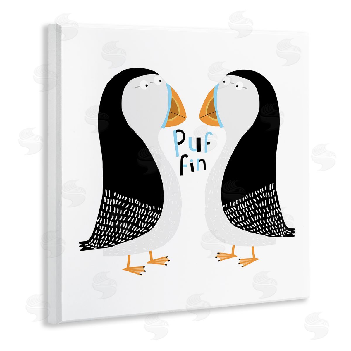 Carla Daly Puffin Bird Duo Wooden Wall Plaque Art Print